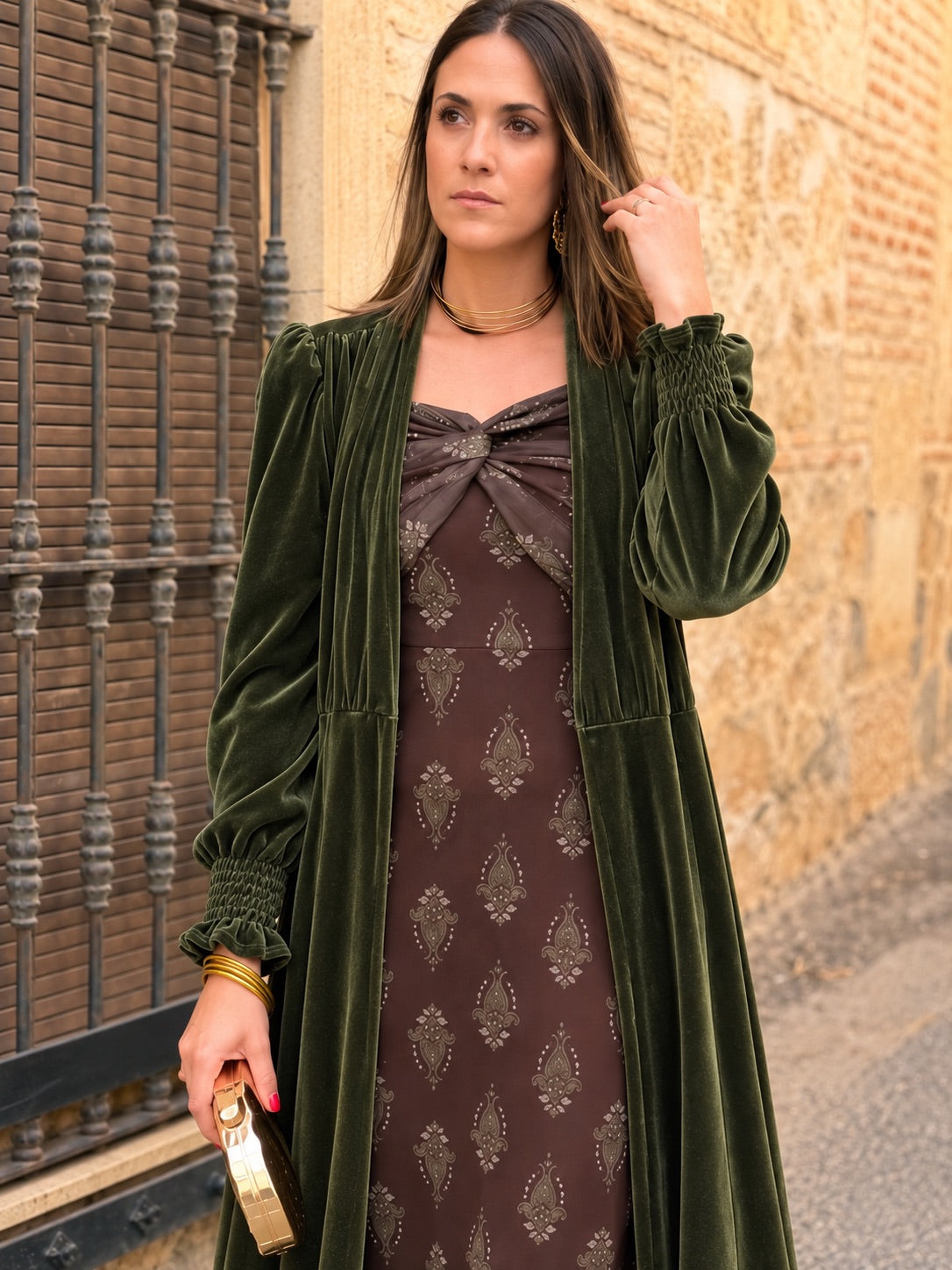 Patricia | Abrigo de fiesta de terciopelo - Verde