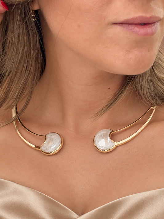 Nieves | Choker con nácar - Dorado