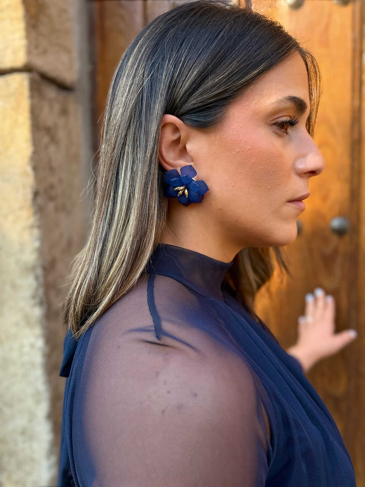 Rebeca | Pendientes de flor - Azul