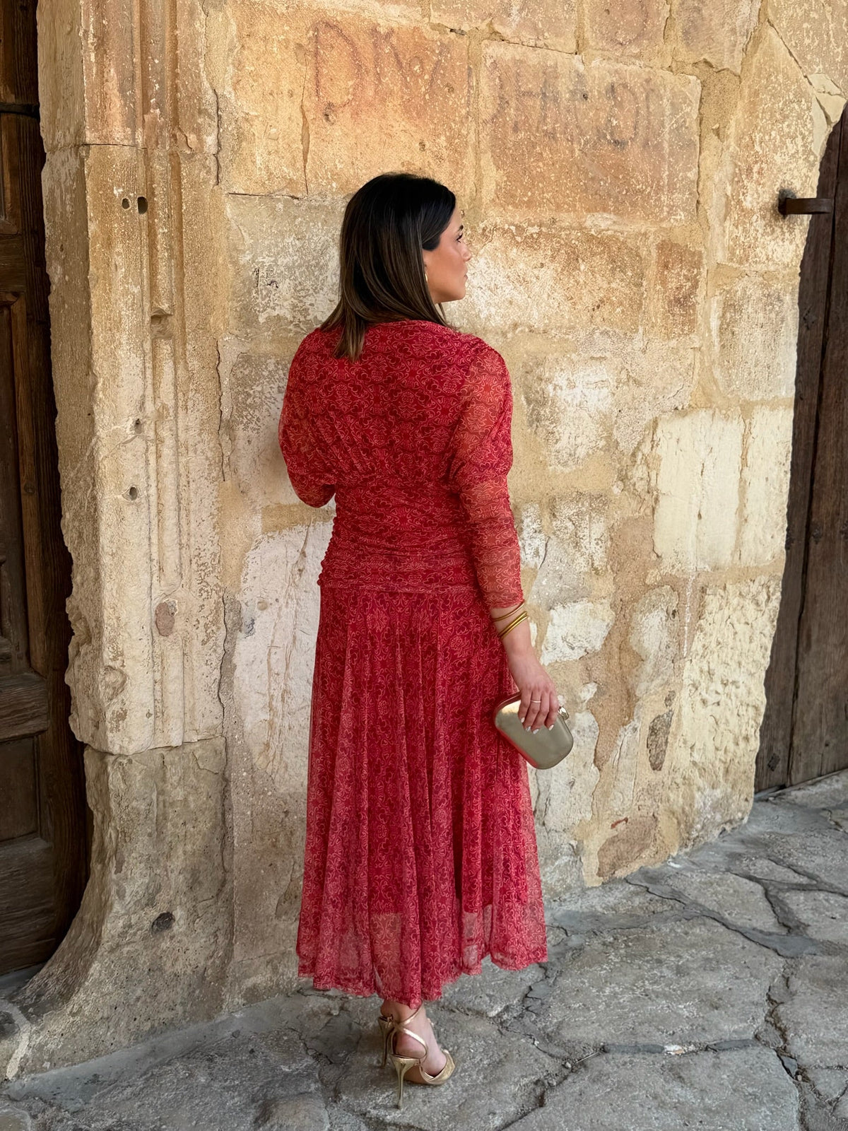 Nuria | Vestido de tul con escote cruzado - Estampado