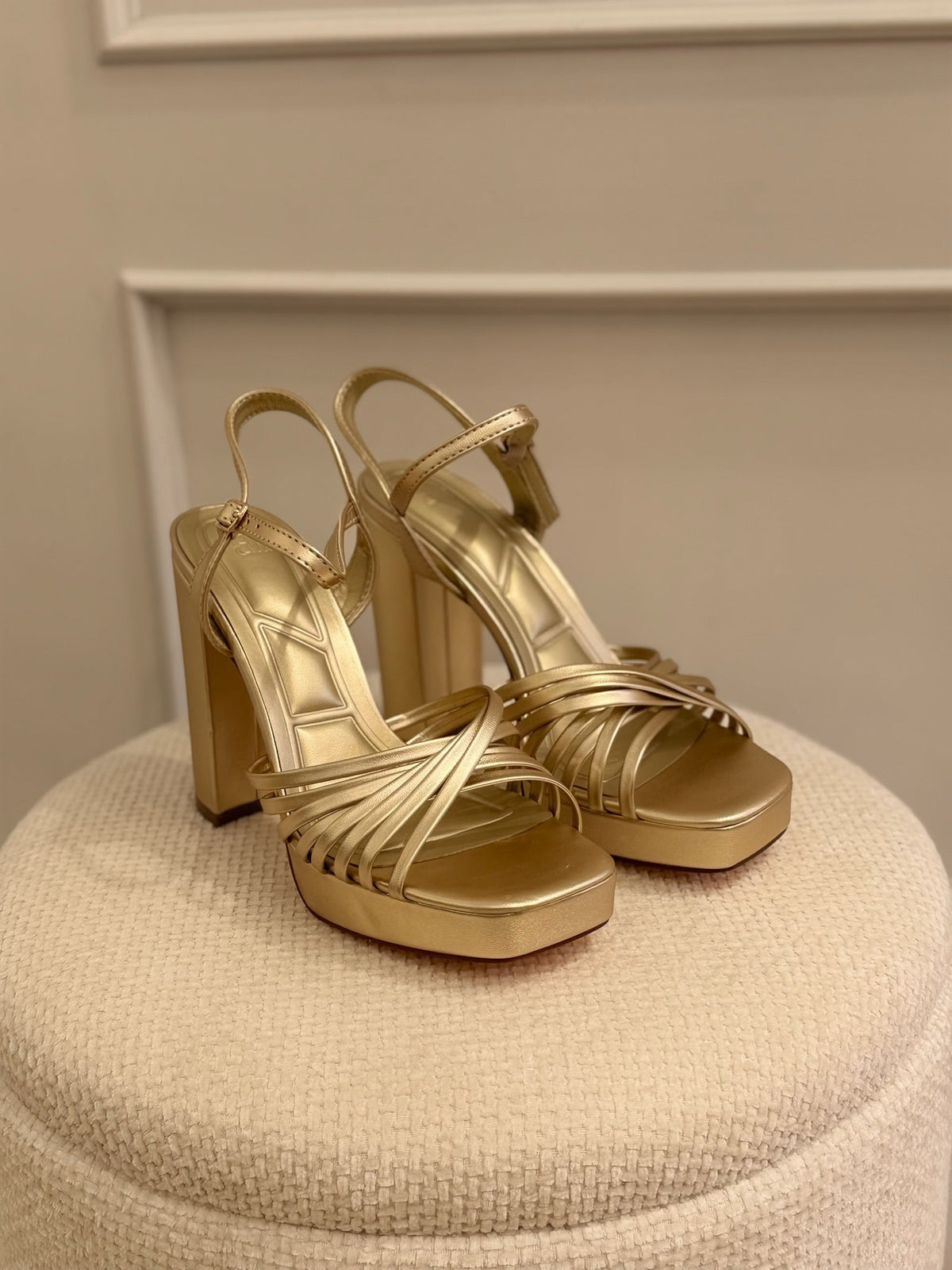 Mercedes | Sandalia de tacón alto - Dorado