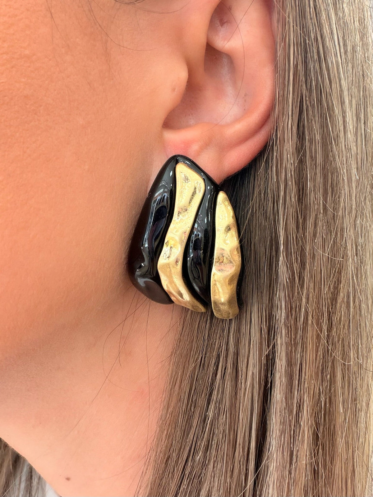 Rosario | Pendientes XL - Negro y dorado