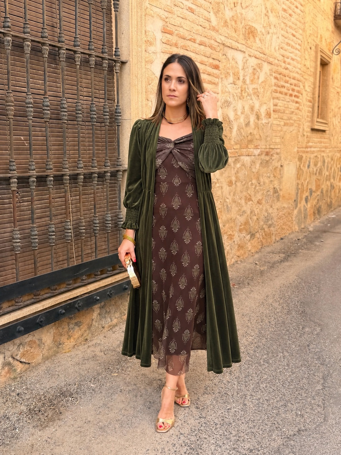 Patricia | Abrigo de fiesta de terciopelo - Verde