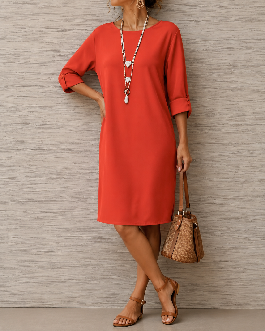Elena | Vestido midi que disimula el abdomen