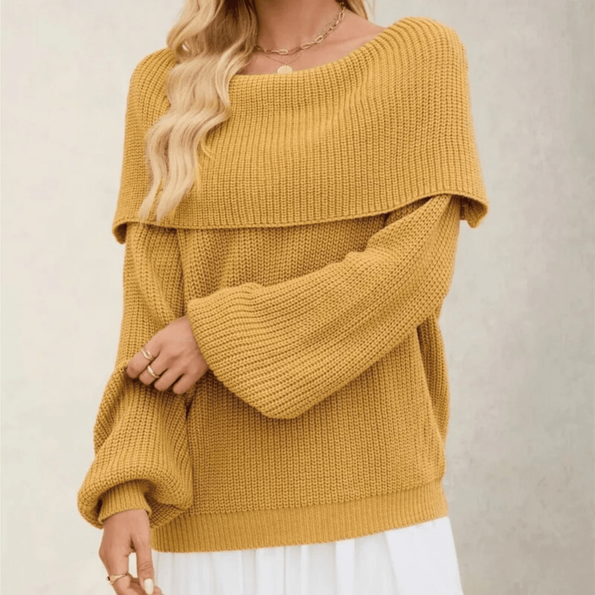 Jersey Mujer Punto Hombros Descubiertos - Estilo Suave Chic y Elegante