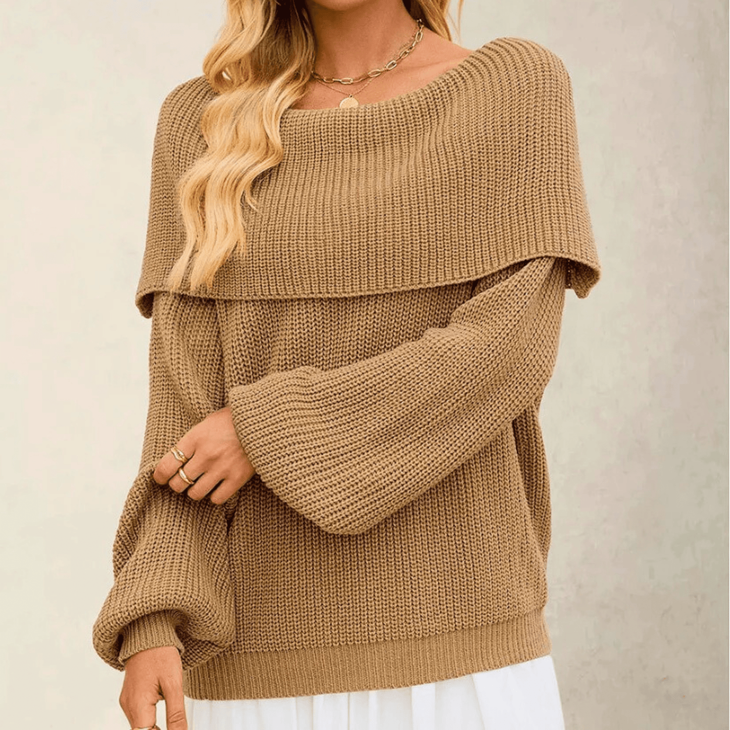 Jersey Mujer Punto Hombros Descubiertos - Estilo Suave Chic y Elegante