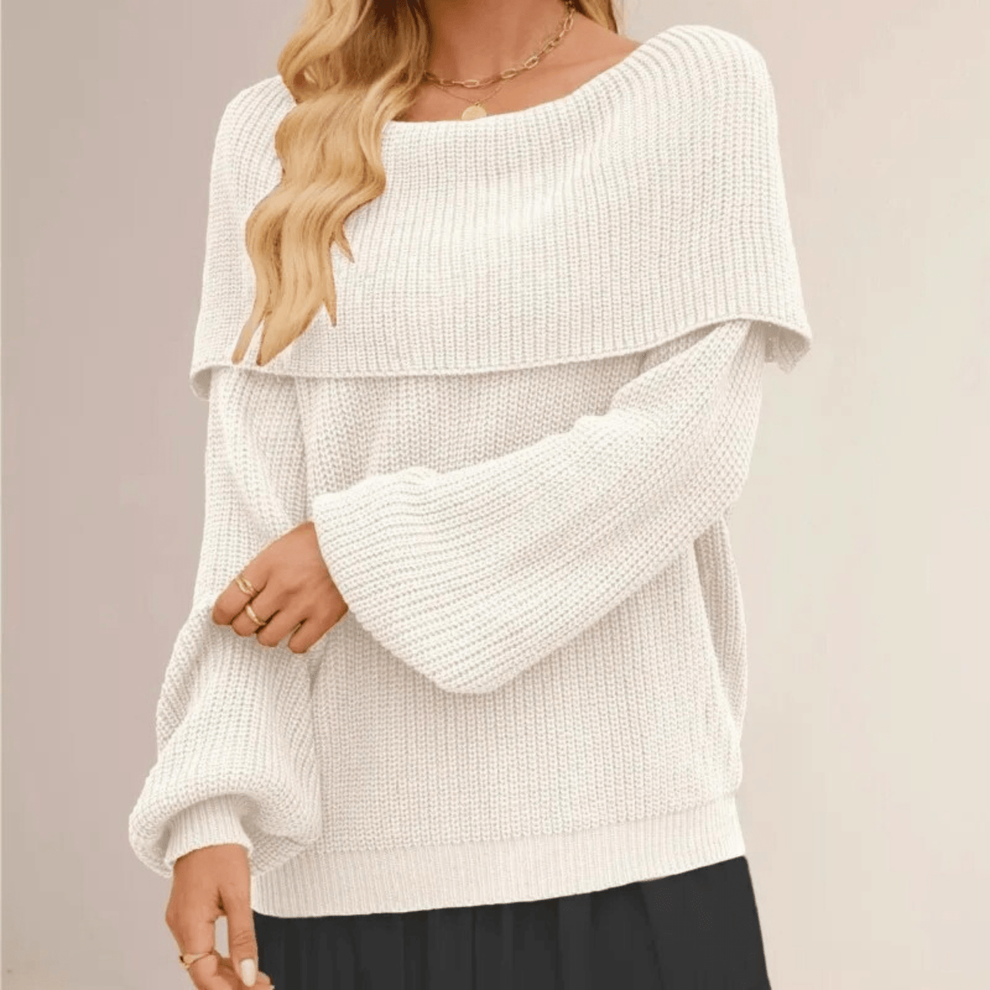 Jersey Mujer Punto Hombros Descubiertos - Estilo Suave Chic y Elegante