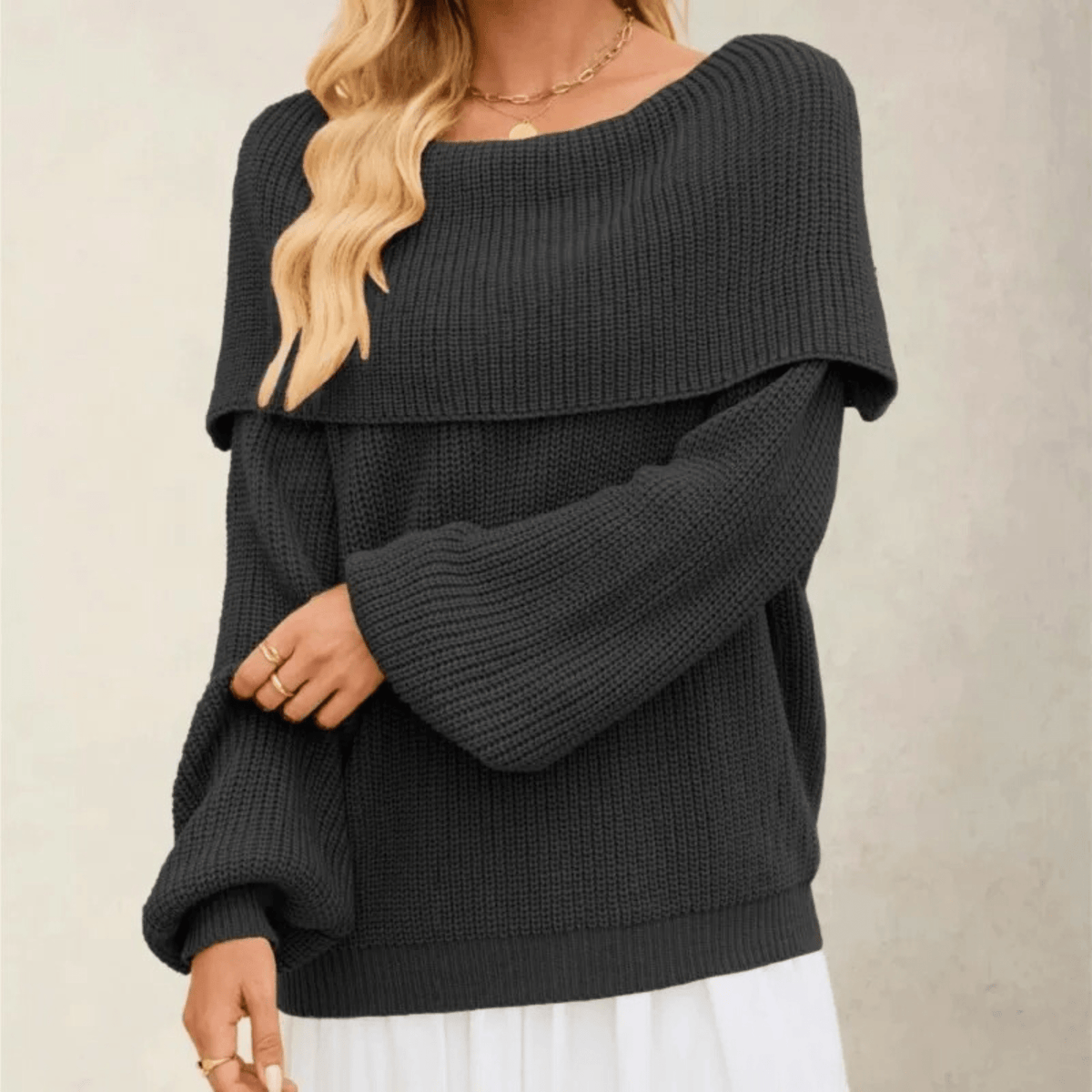 Jersey Mujer Punto Hombros Descubiertos - Estilo Suave Chic y Elegante