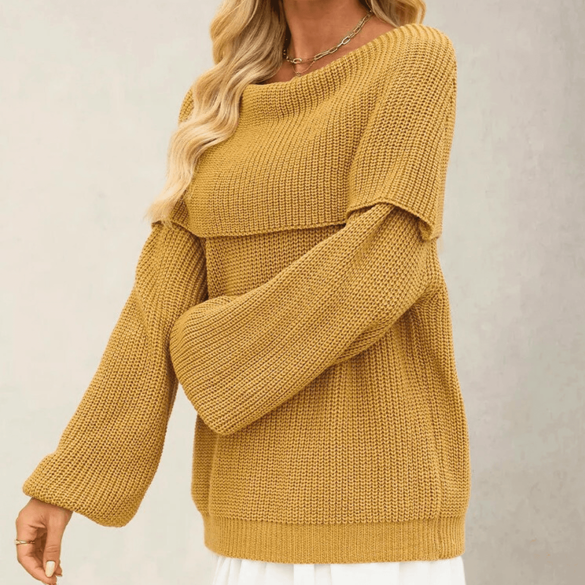 Jersey Mujer Punto Hombros Descubiertos - Estilo Suave Chic y Elegante