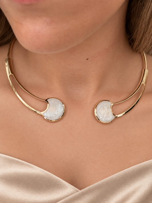 Nieves | Choker con nácar - Dorado