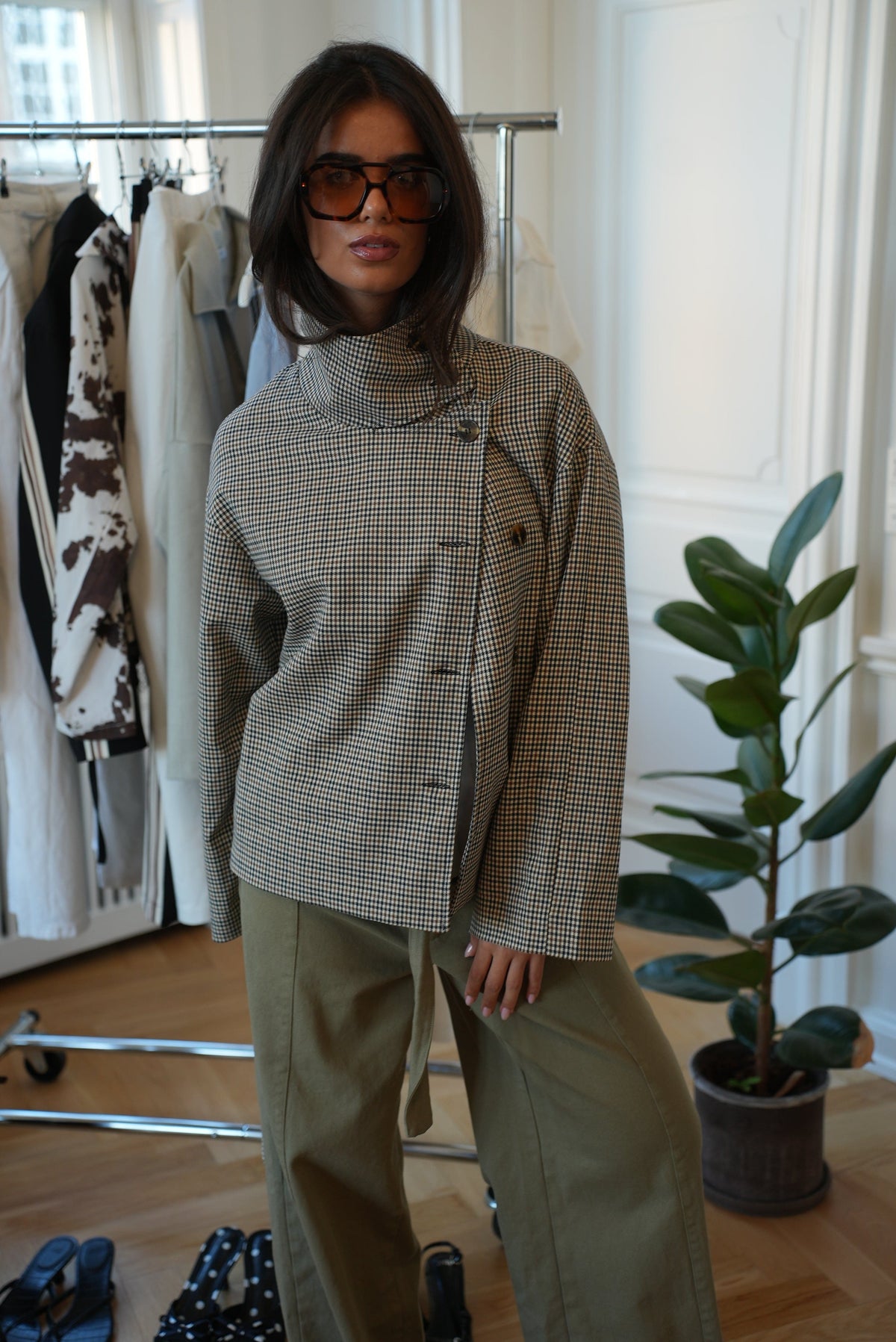Chaqueta Alisha de cuello alto - a cuadros
