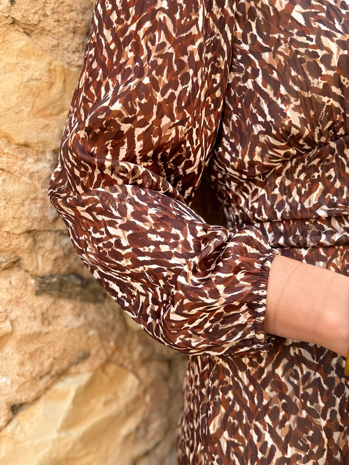 Alba | Vestido midi estampado - Marrón