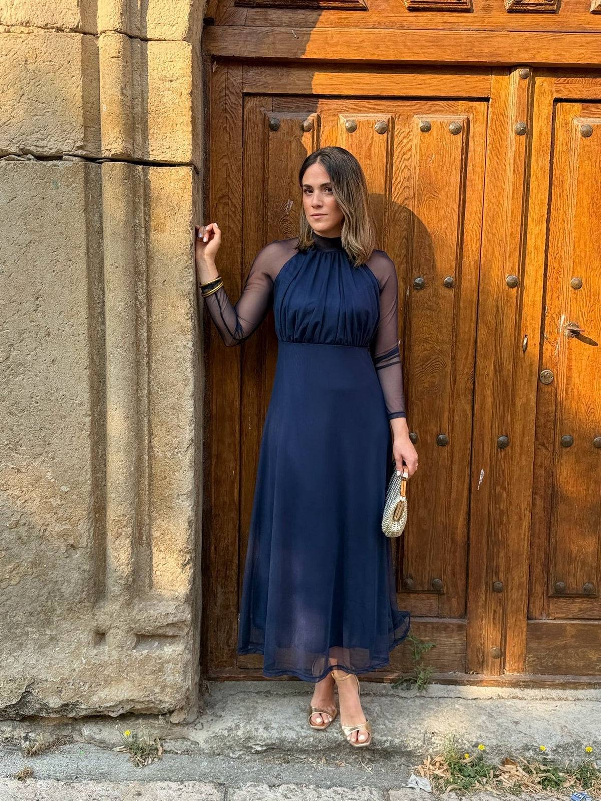 Sofía | Vestido de tul manga larga - Azul marino