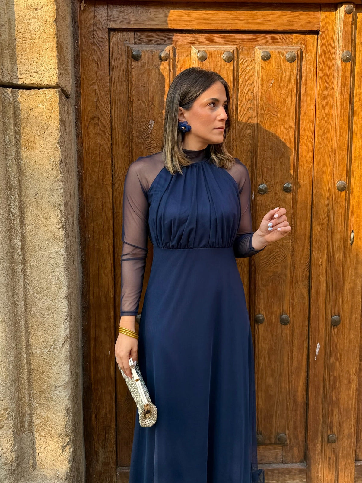 Sofía | Vestido de tul manga larga - Azul marino