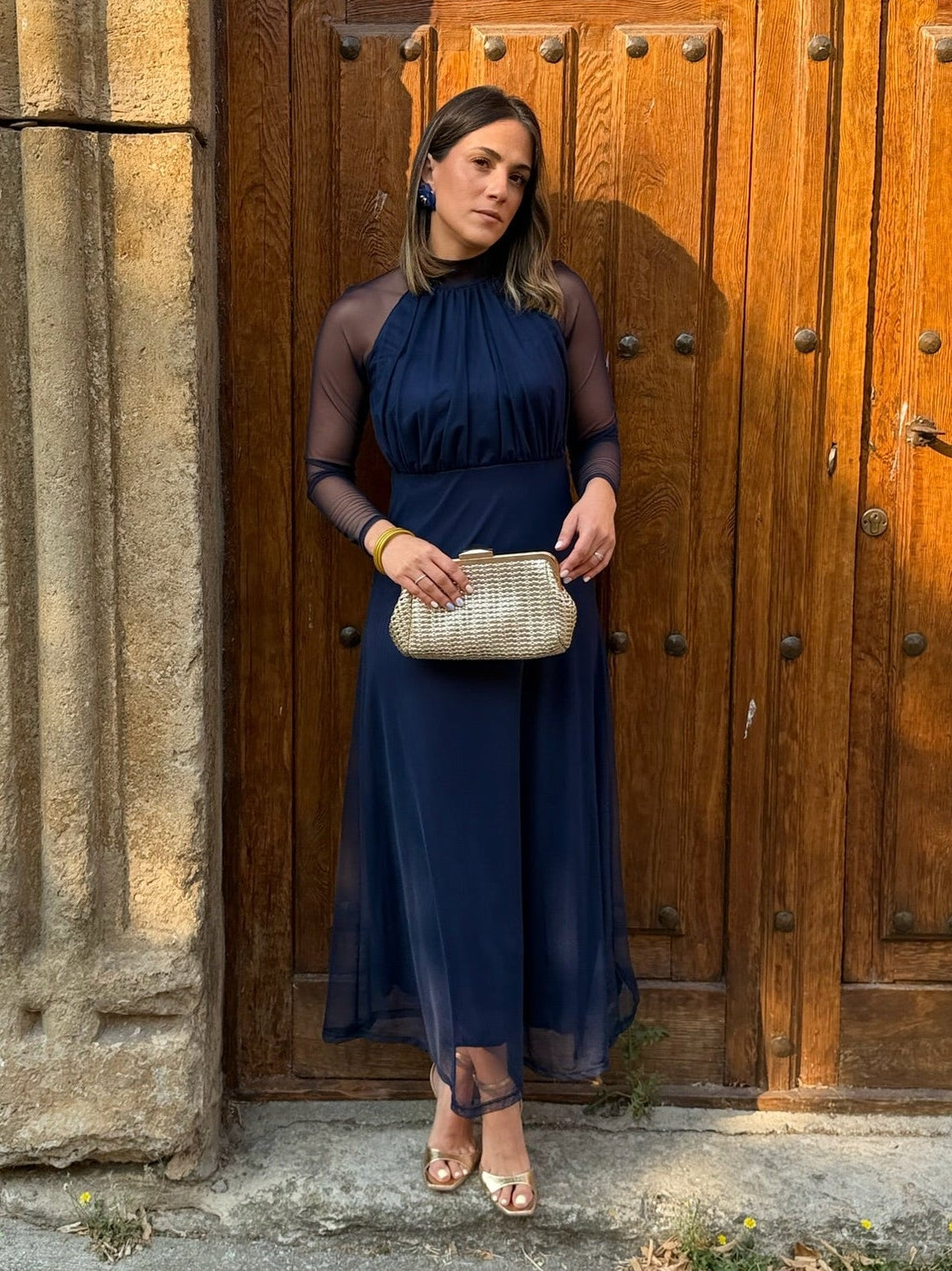 Sofía | Vestido de tul manga larga - Azul marino