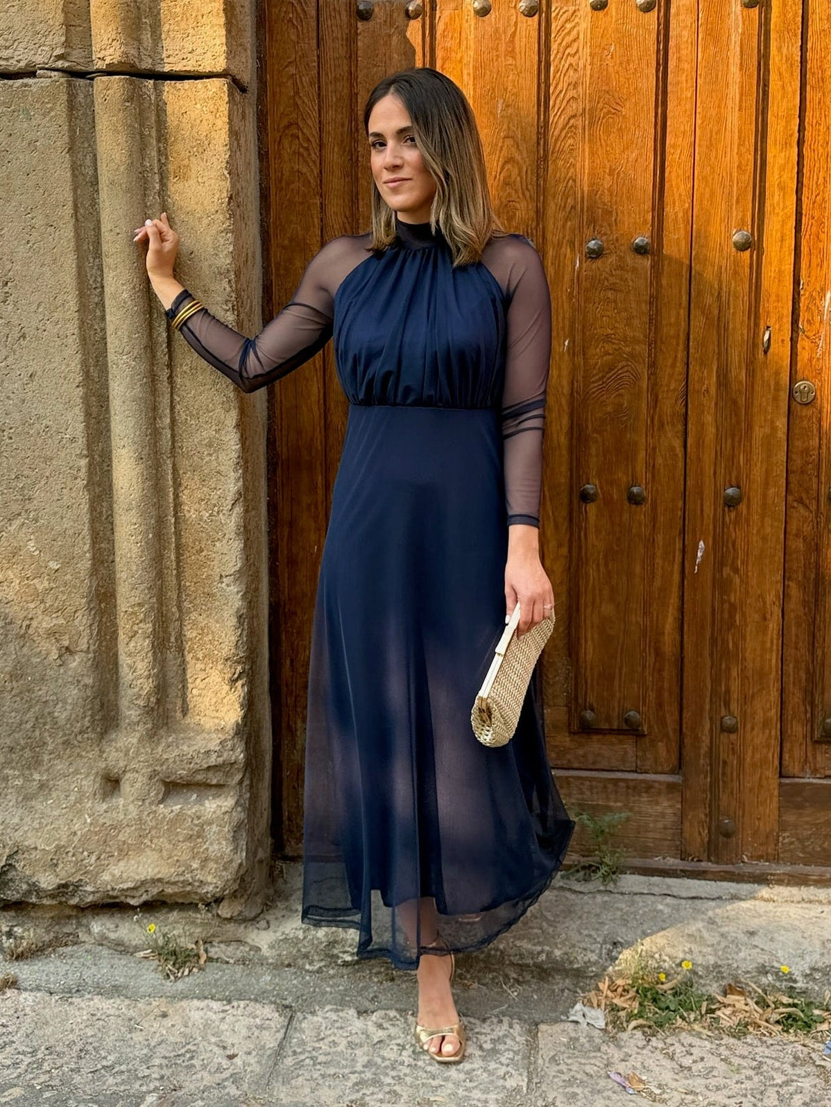 Sofía | Vestido de tul manga larga - Azul marino
