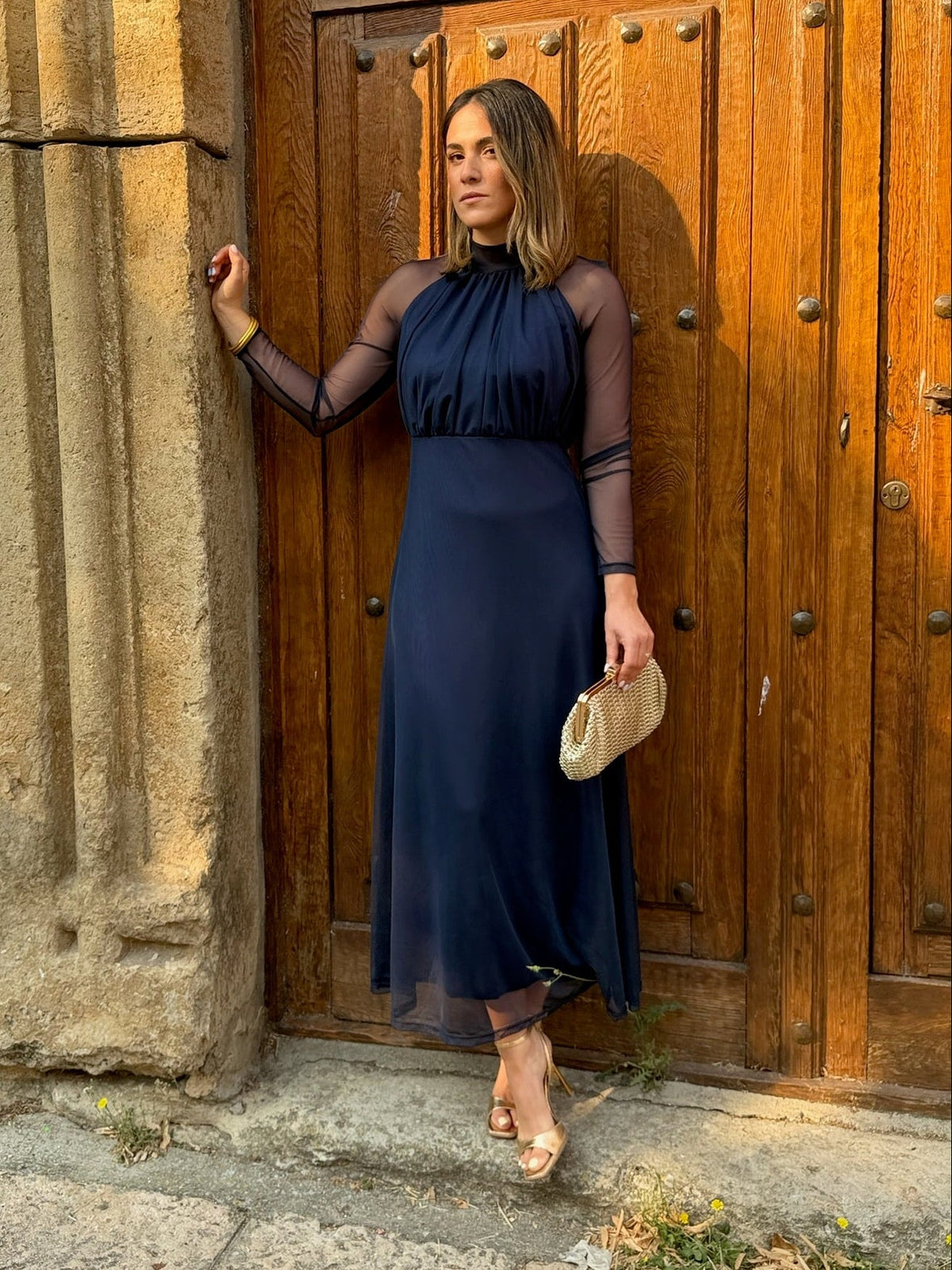 Sofía | Vestido de tul manga larga - Azul marino
