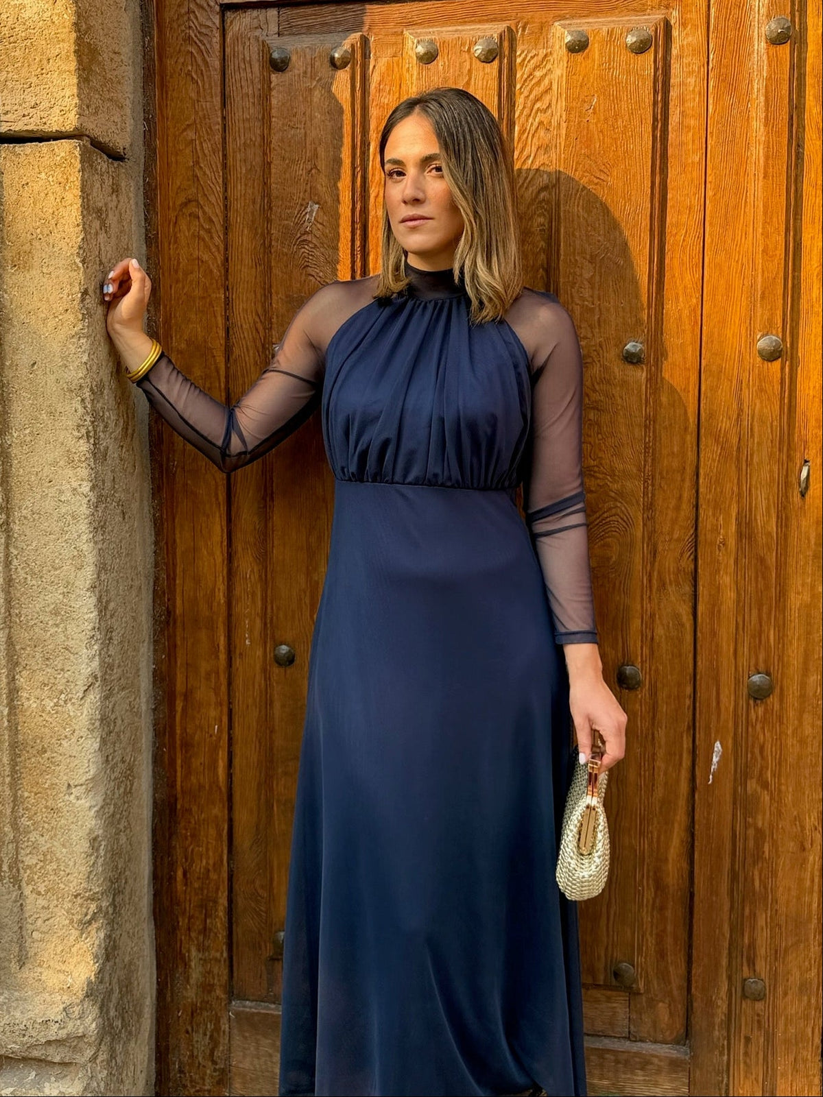 Sofía | Vestido de tul manga larga - Azul marino