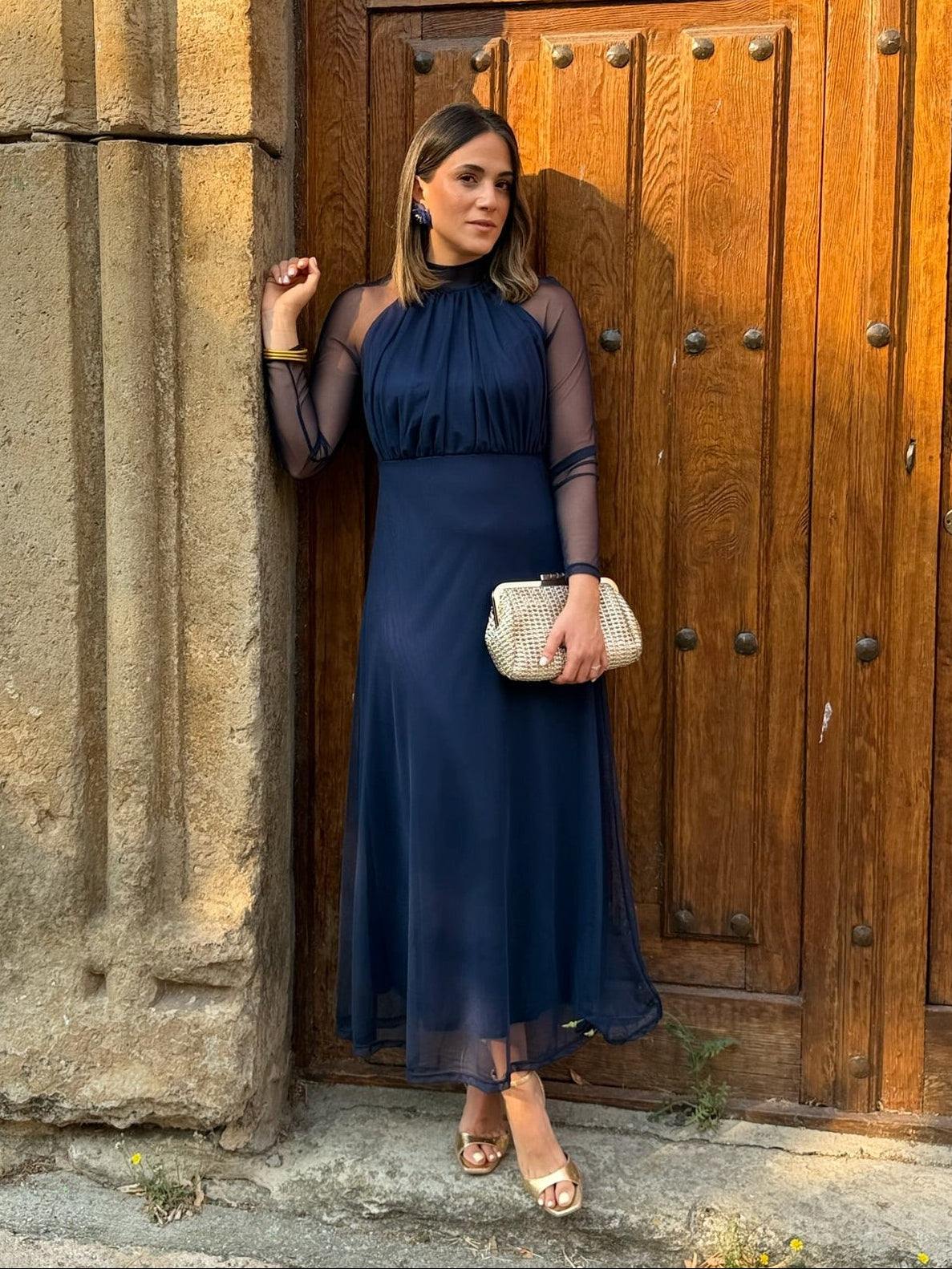 Sofía | Vestido de tul manga larga - Azul marino