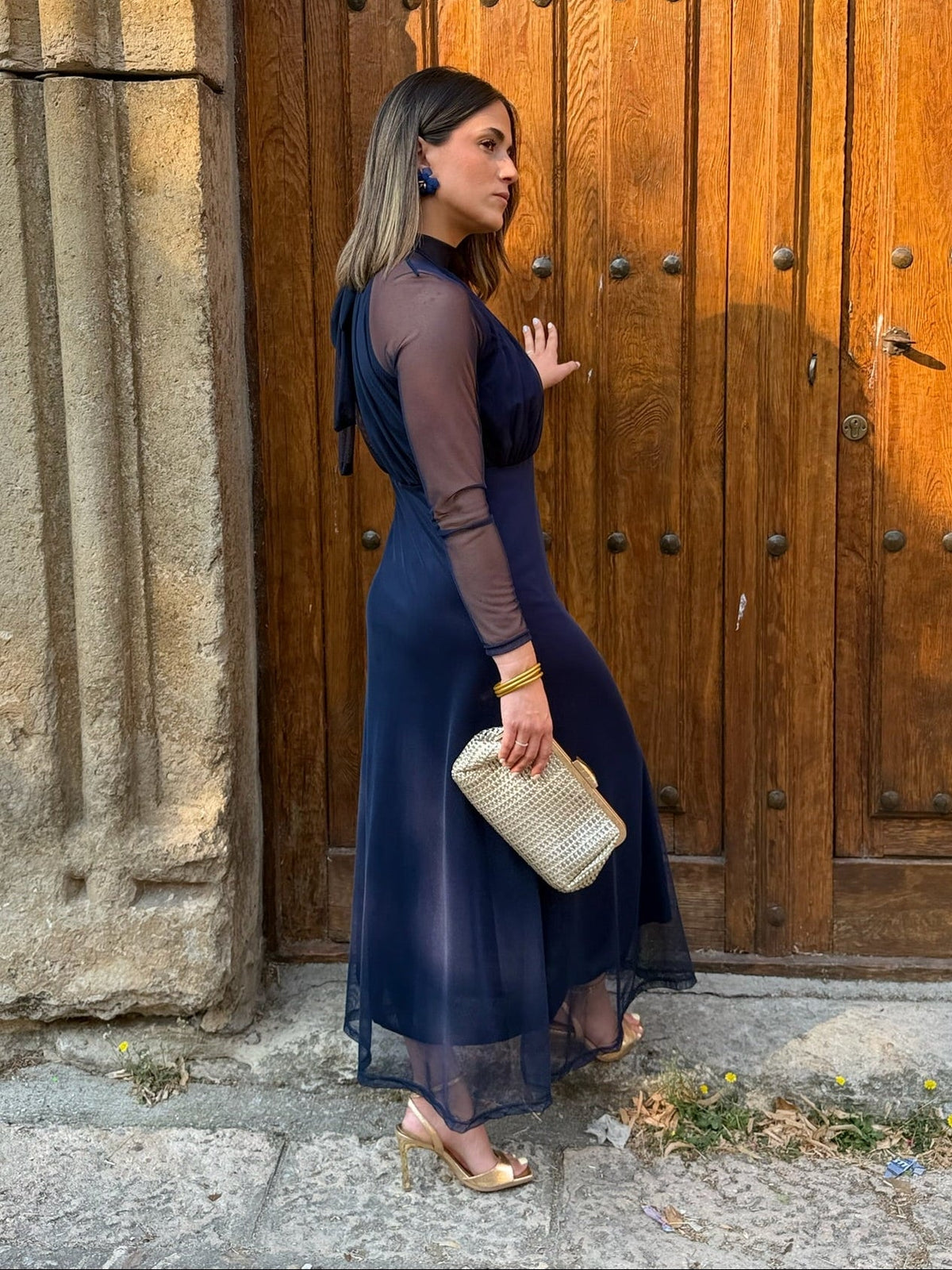 Sofía | Vestido de tul manga larga - Azul marino