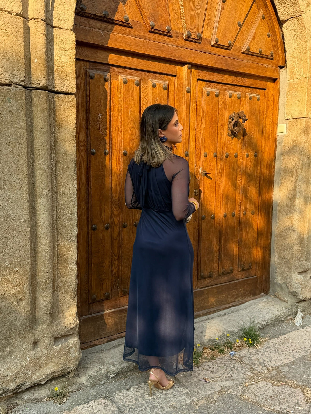 Sofía | Vestido de tul manga larga - Azul marino