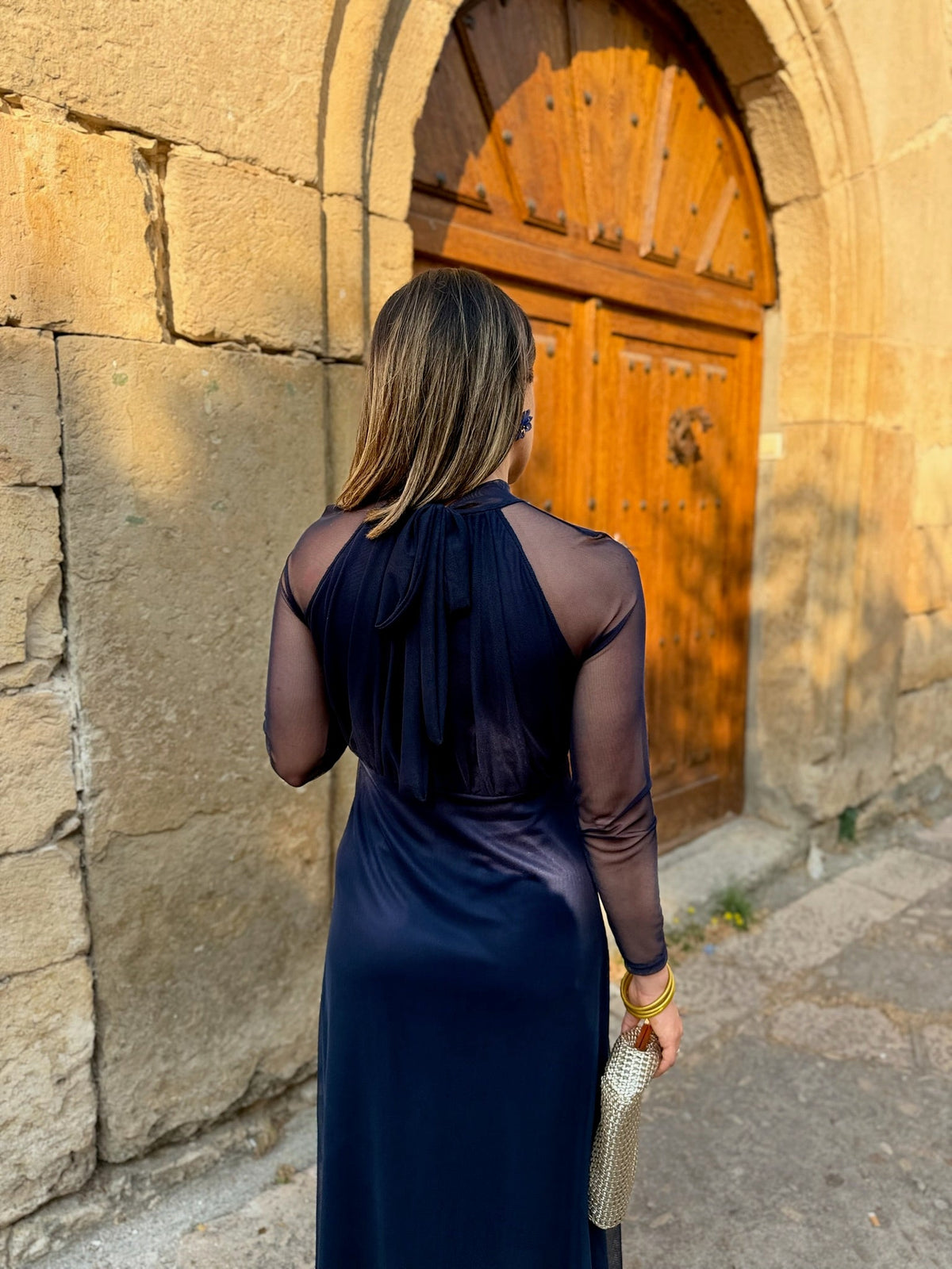 Sofía | Vestido de tul manga larga - Azul marino