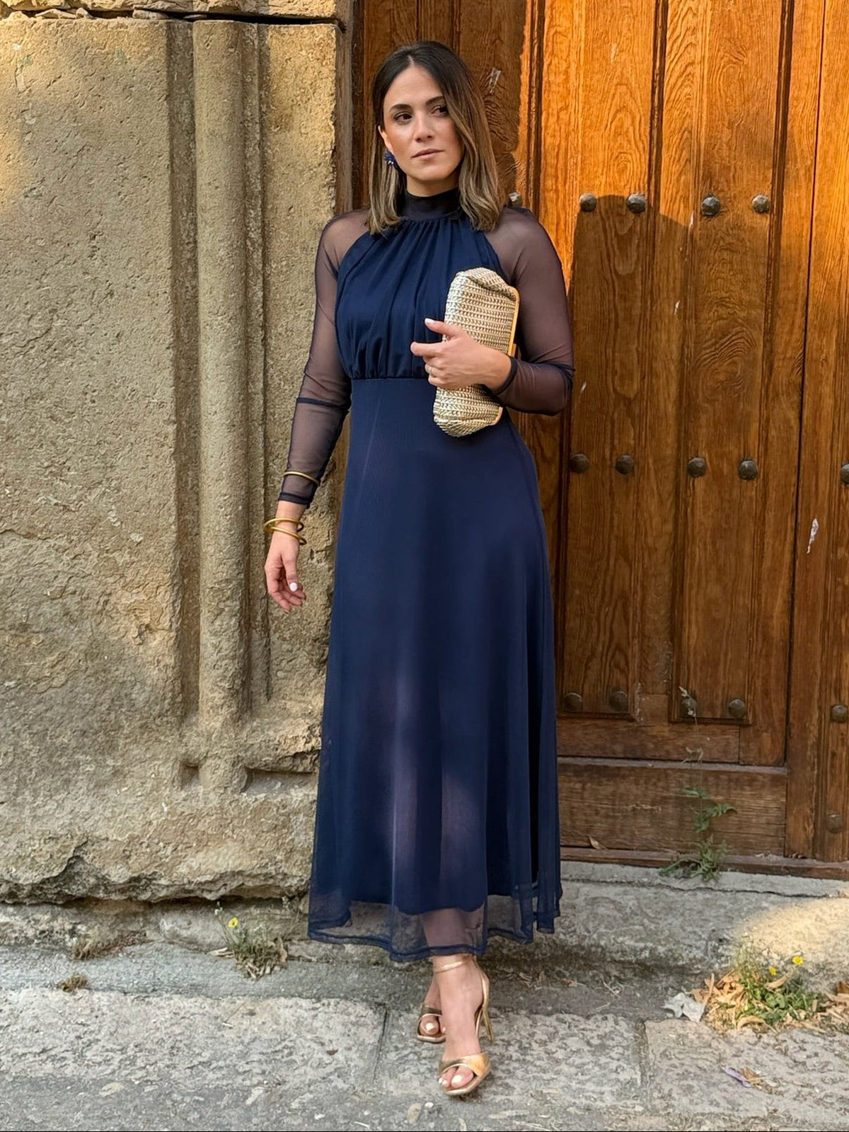 Sofía | Vestido de tul manga larga - Azul marino