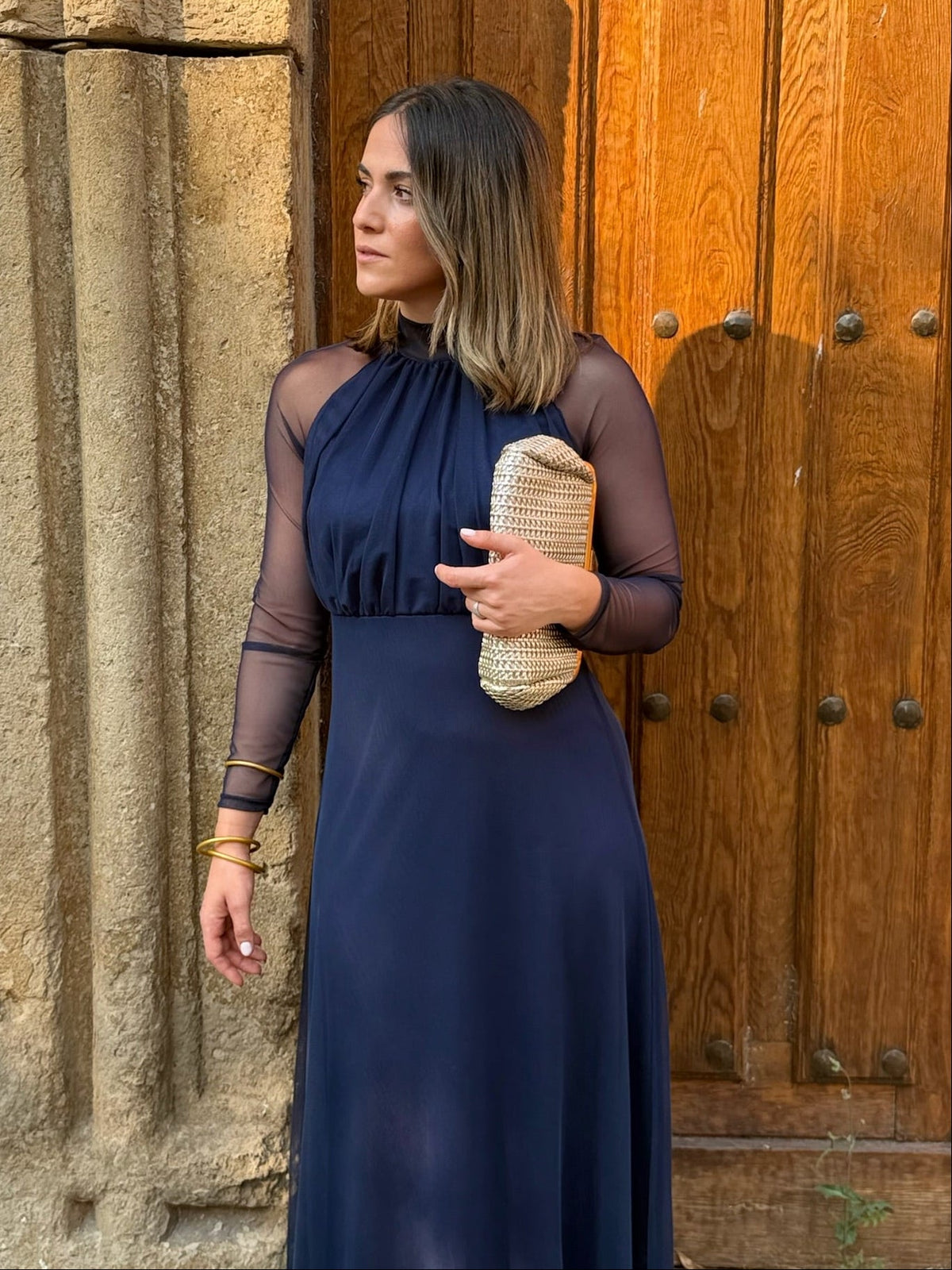 Sofía | Vestido de tul manga larga - Azul marino
