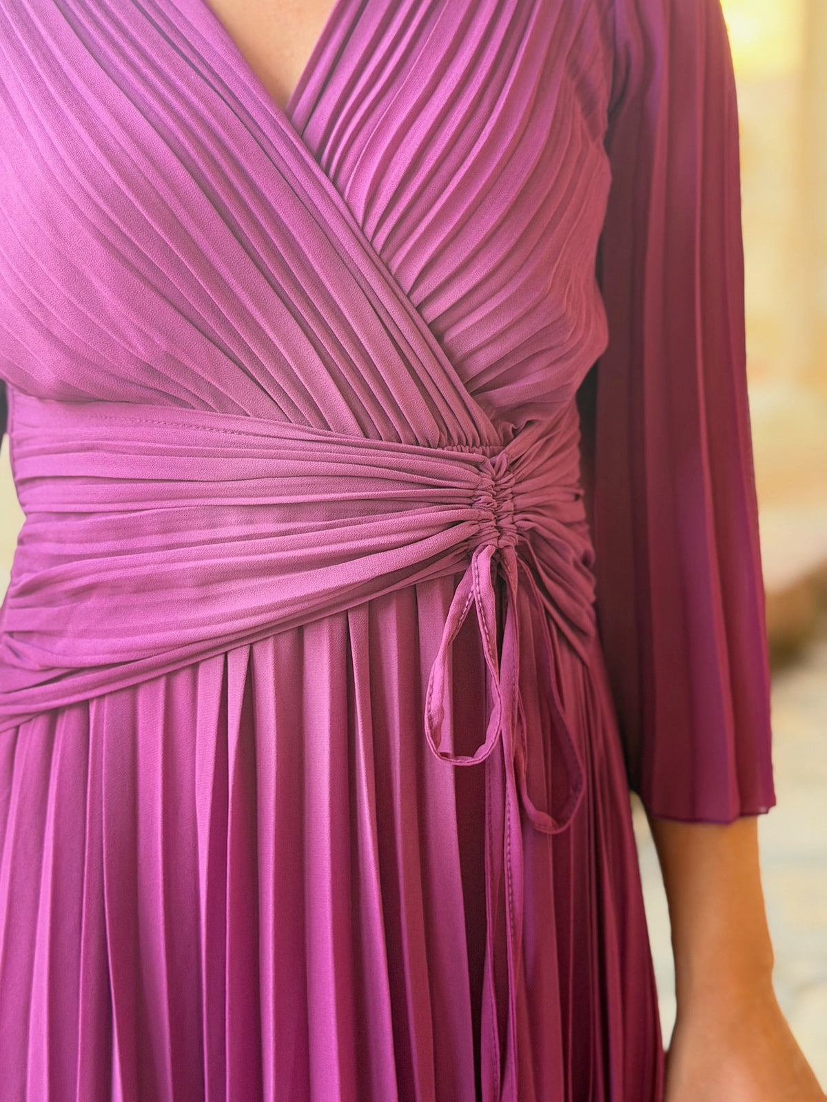 Julia | Vestido plisado cruzado - Buganvilla