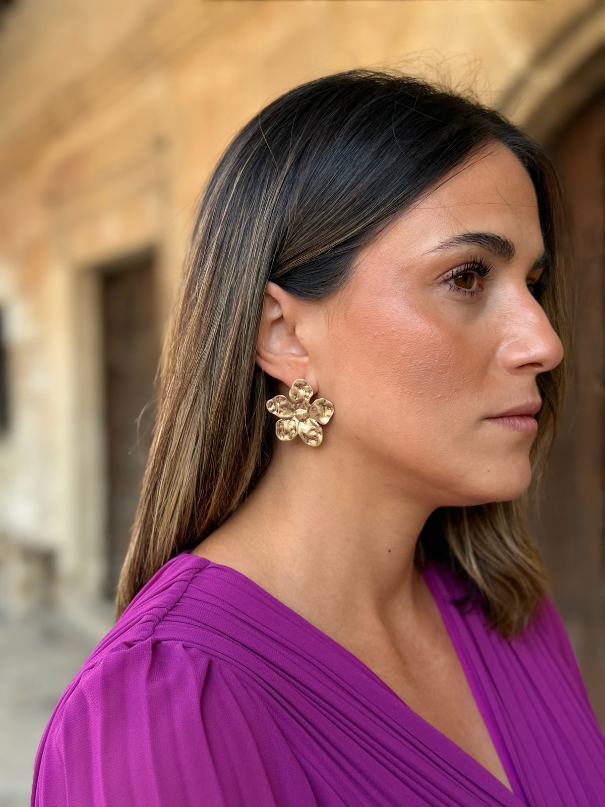 Ainhoa | Pendientes de flor - Dorado
