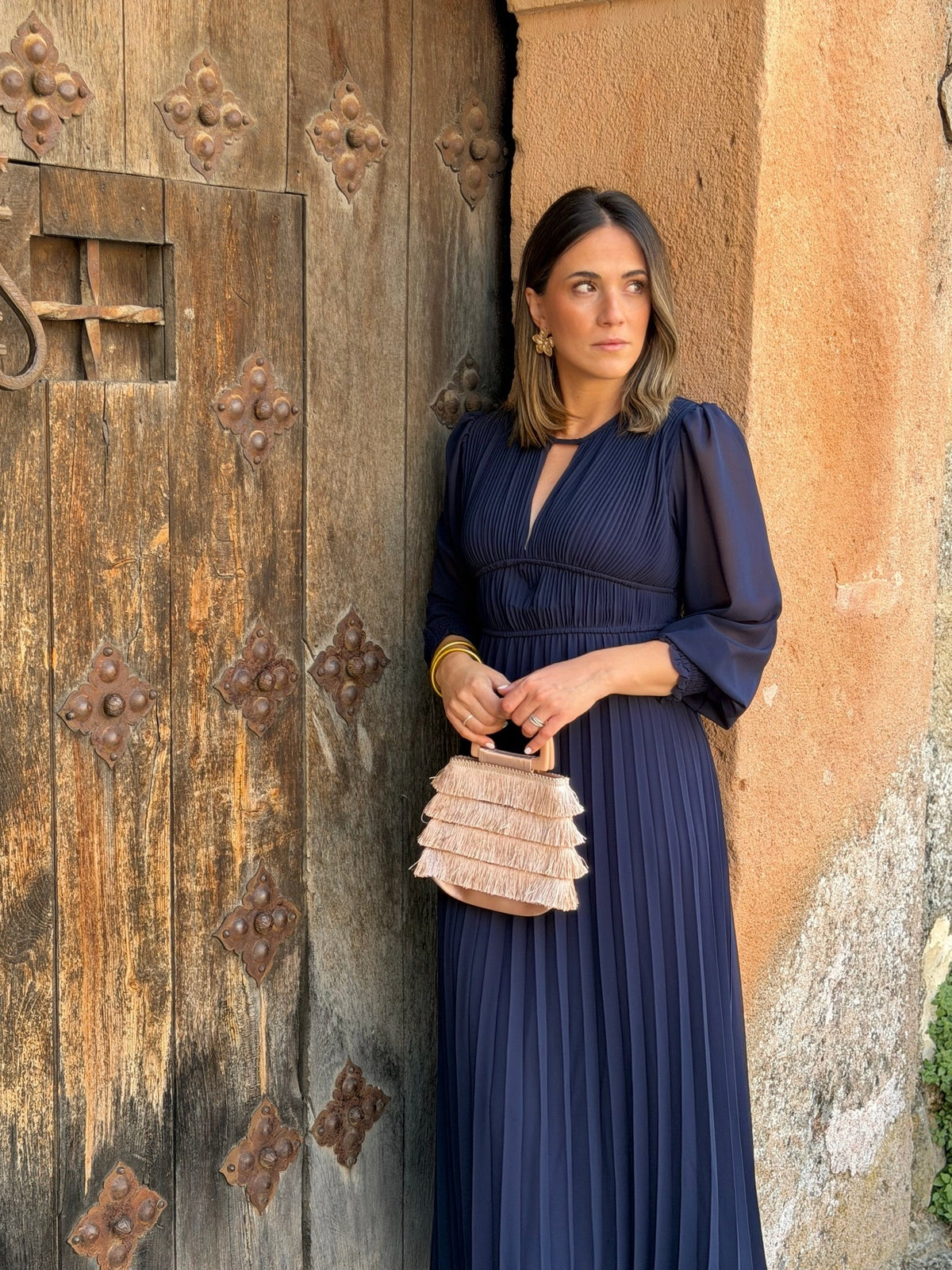 Clara | Vestido plisado - Azul marino