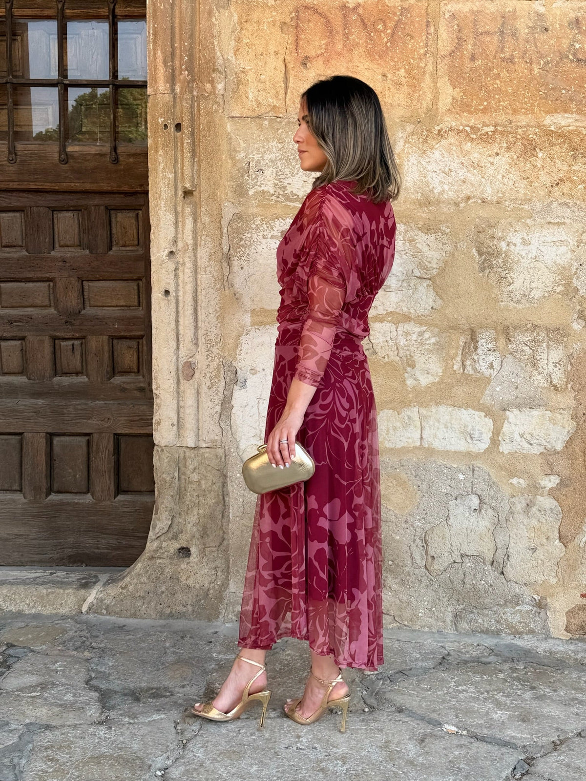 Eva | Vestido de tul con escote cruzado - Estampado floral