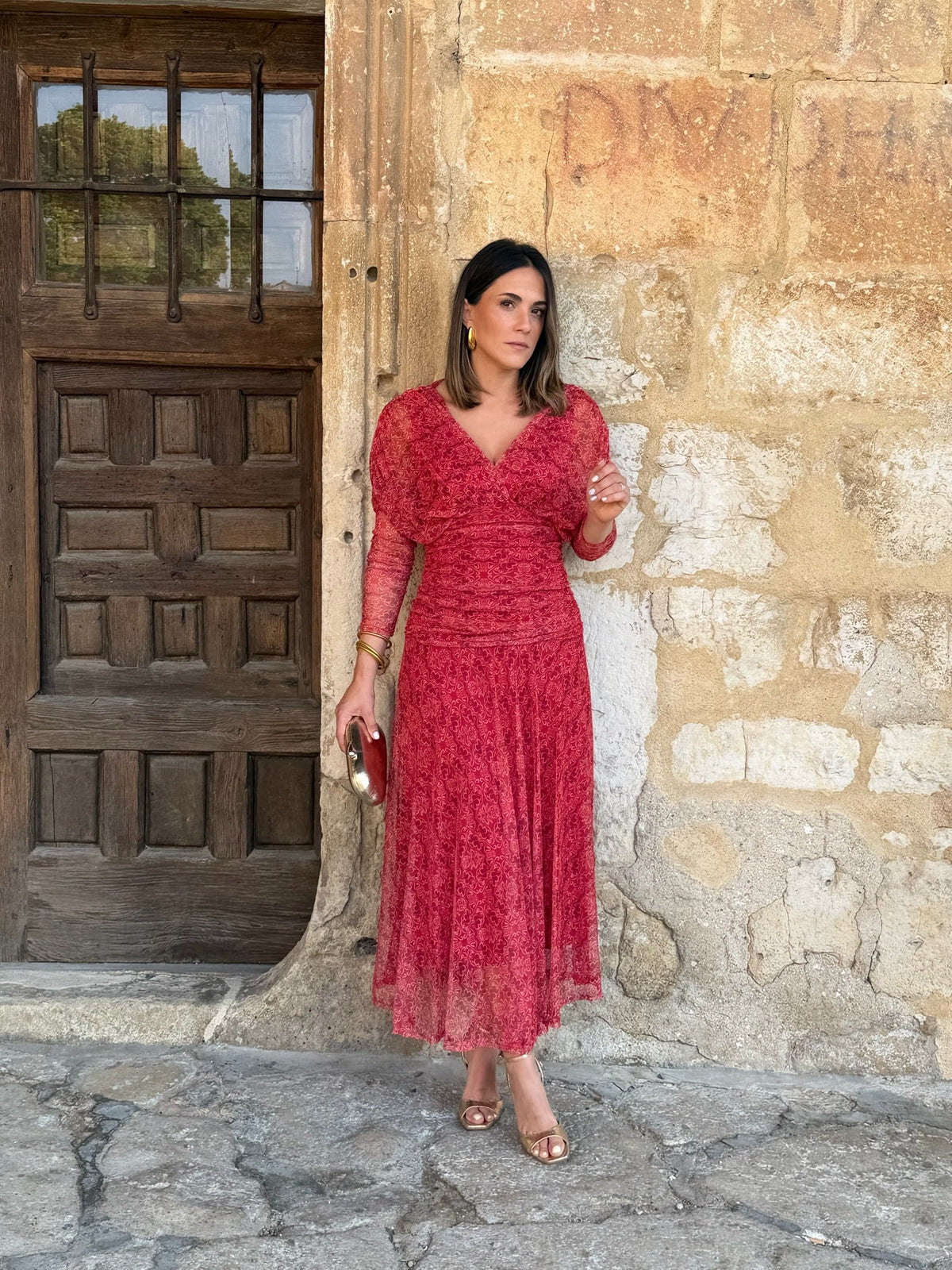 Nuria | Vestido de tul con escote cruzado - Estampado