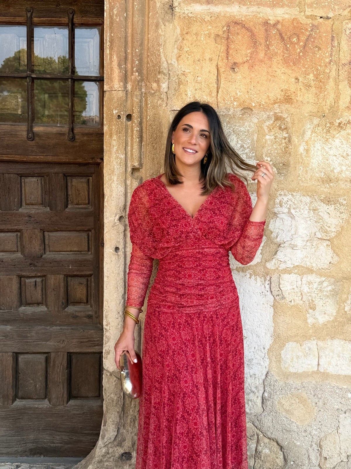 Nuria | Vestido de tul con escote cruzado - Estampado