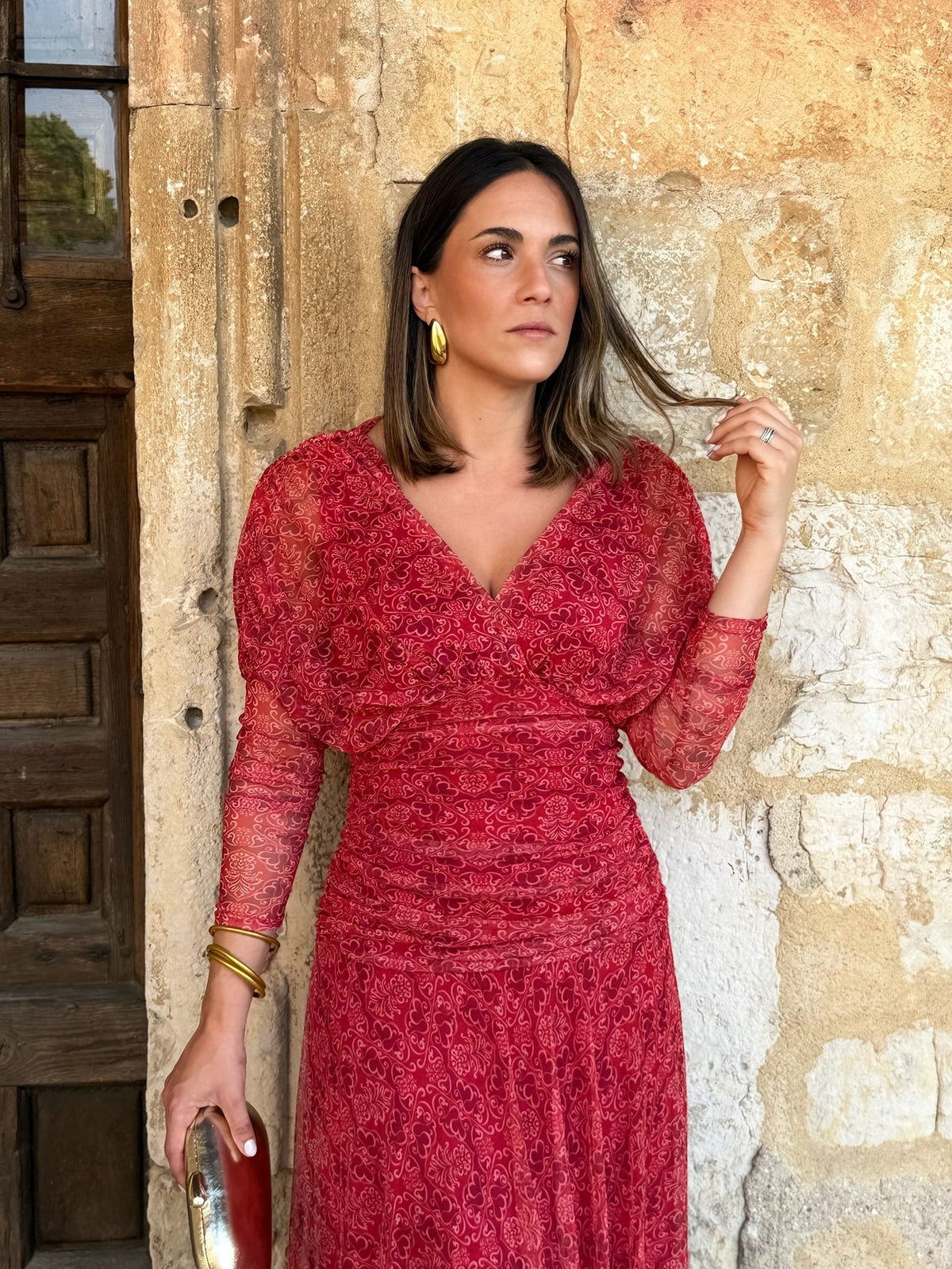 Nuria | Vestido de tul con escote cruzado - Estampado