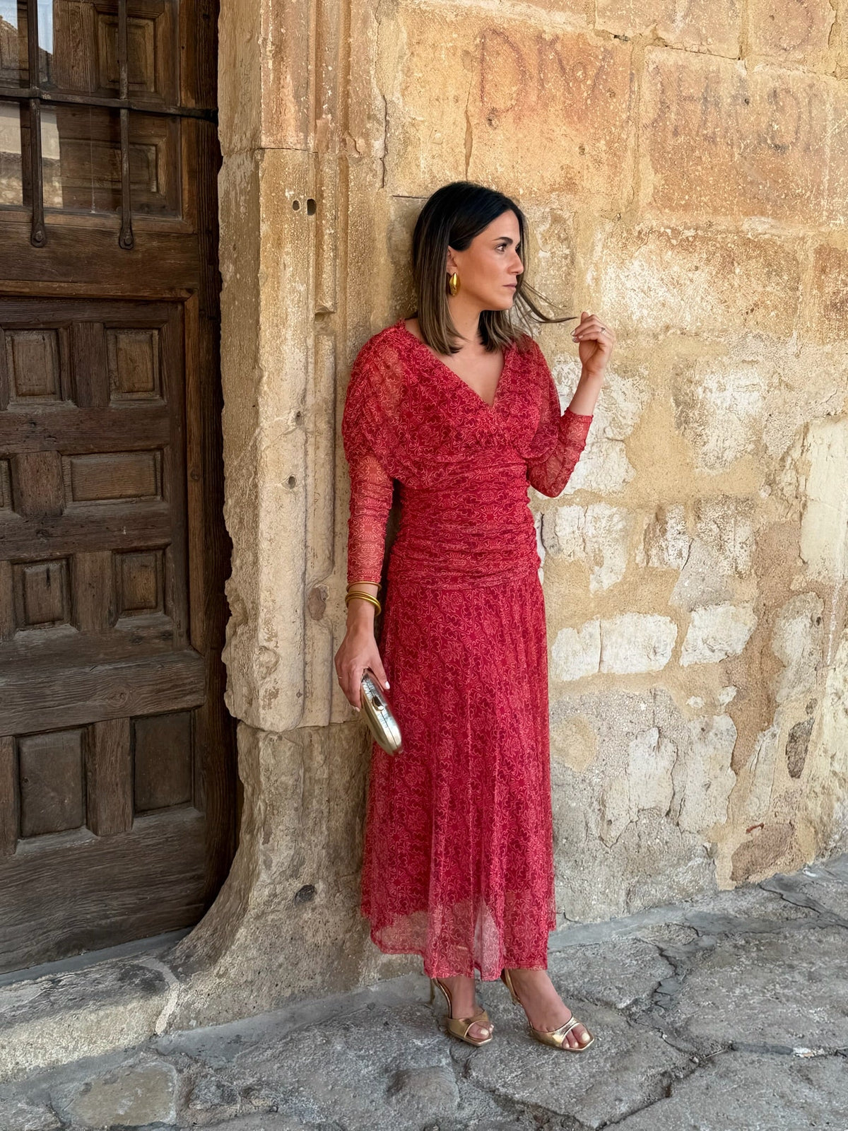 Nuria | Vestido de tul con escote cruzado - Estampado