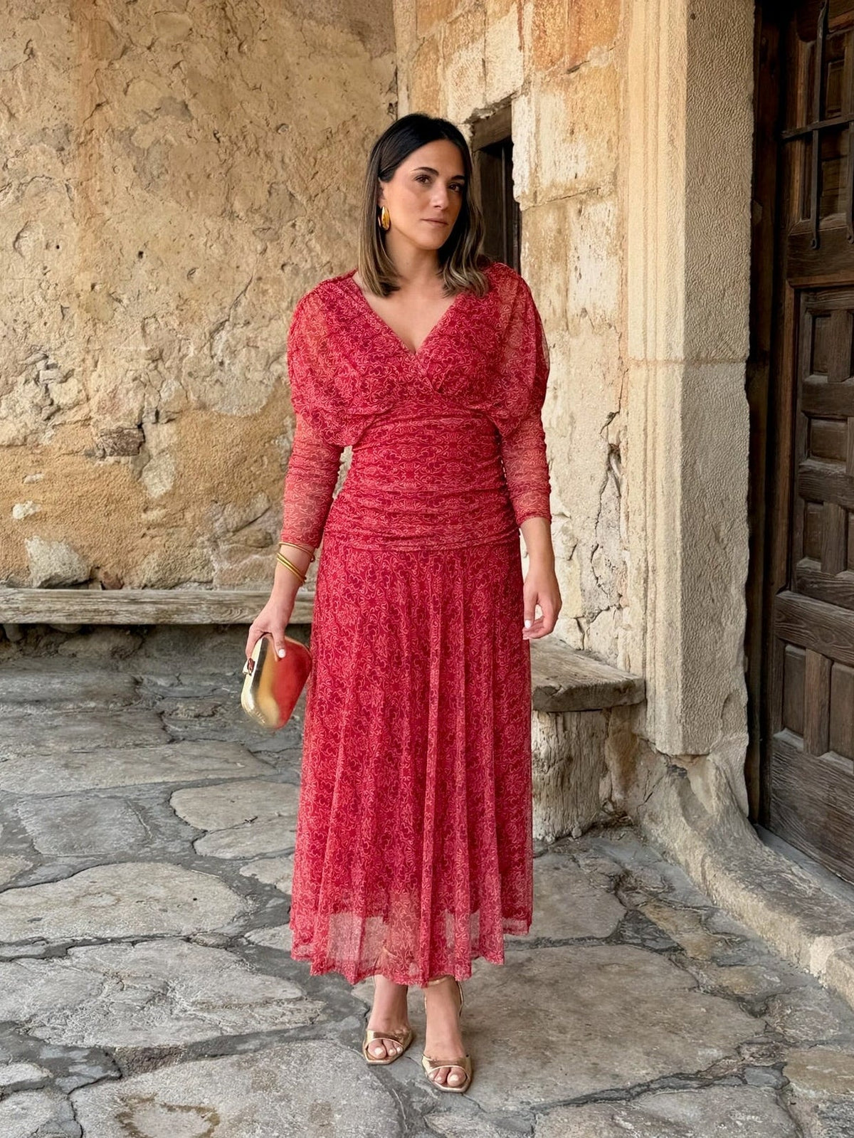 Nuria | Vestido de tul con escote cruzado - Estampado