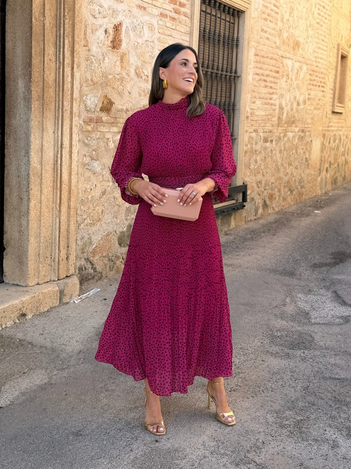 Pilar | Vestido midi de lunares - Buganvilla