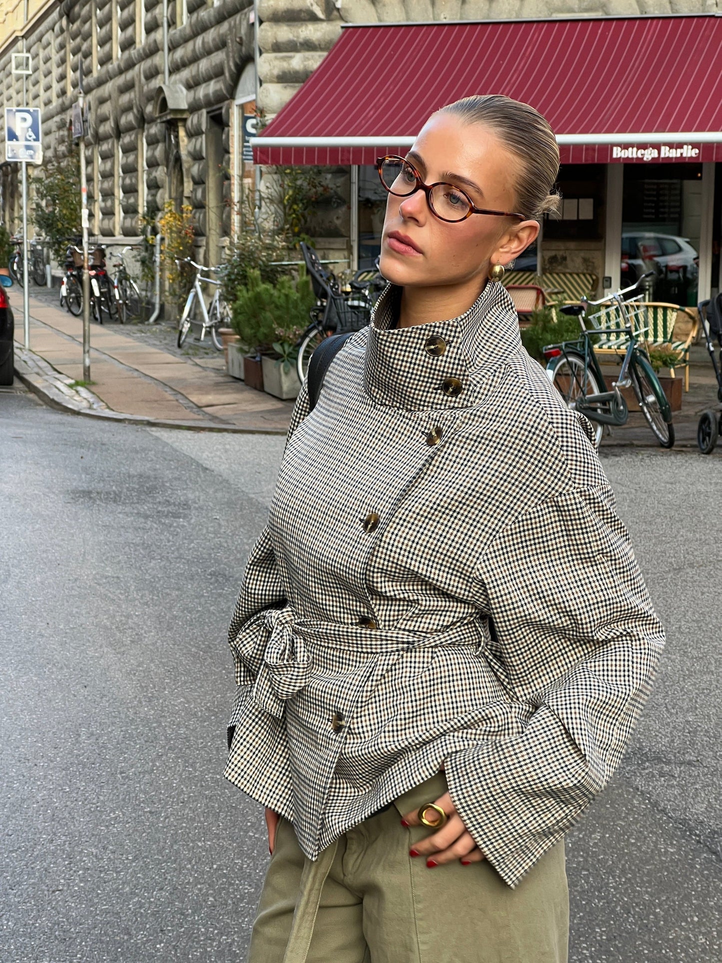 Chaqueta Alisha de cuello alto - a cuadros