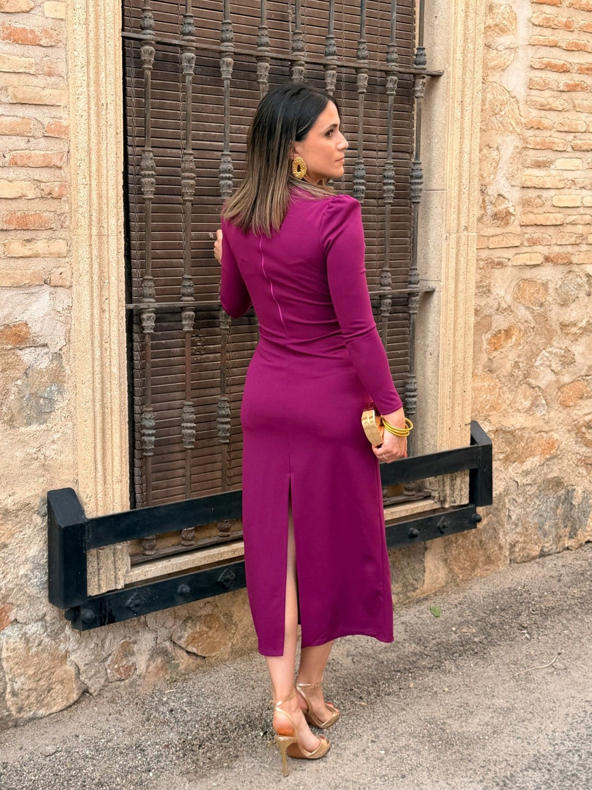 Lucía | Vestido midi drapeado - Buganvilla