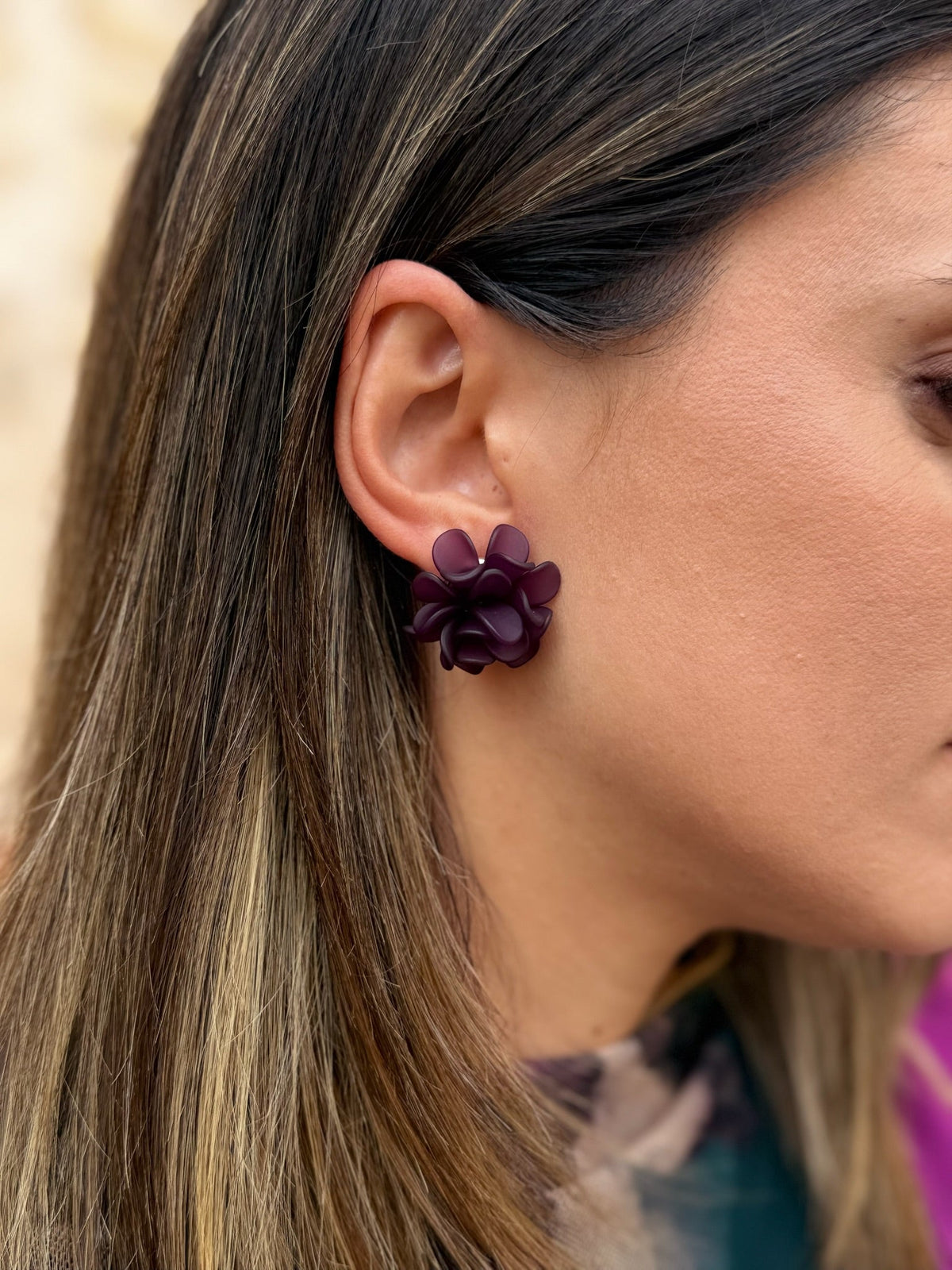 Celia | Pendientes de flor - Morado