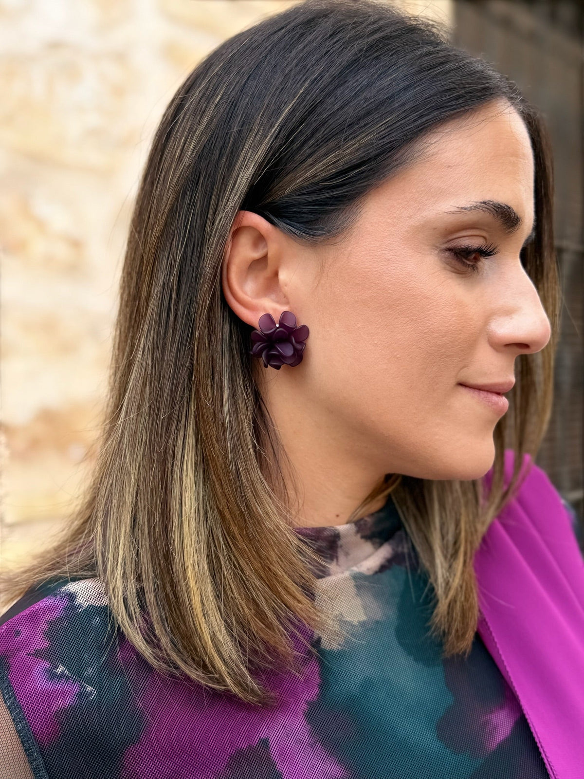 Celia | Pendientes de flor - Morado