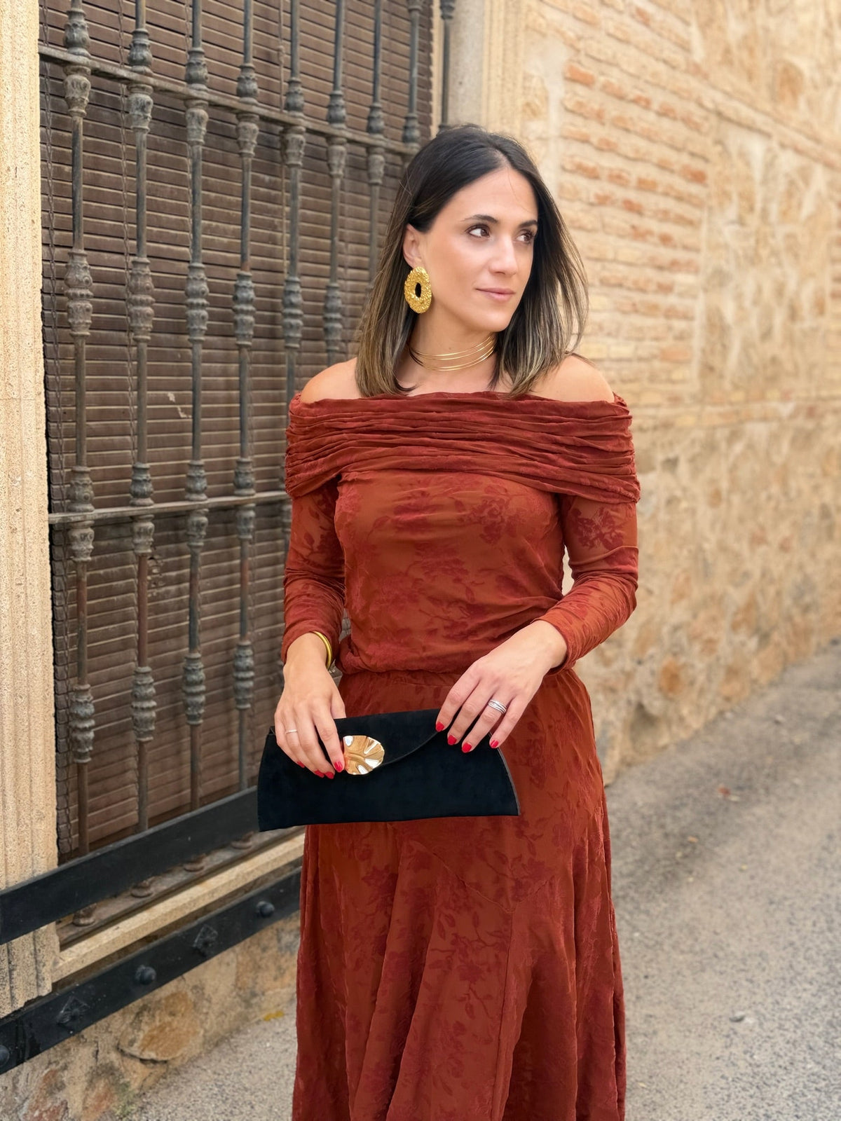 Paula | Conjunto de top y falda - Teja
