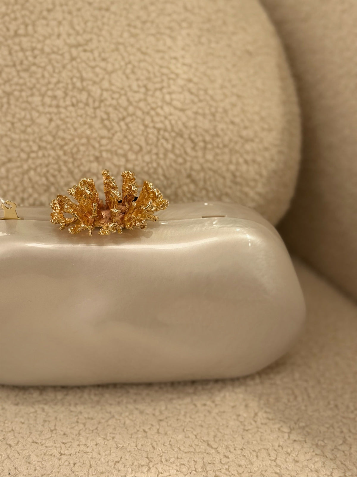 Adriana | Clutch rígido perlado - Nácar