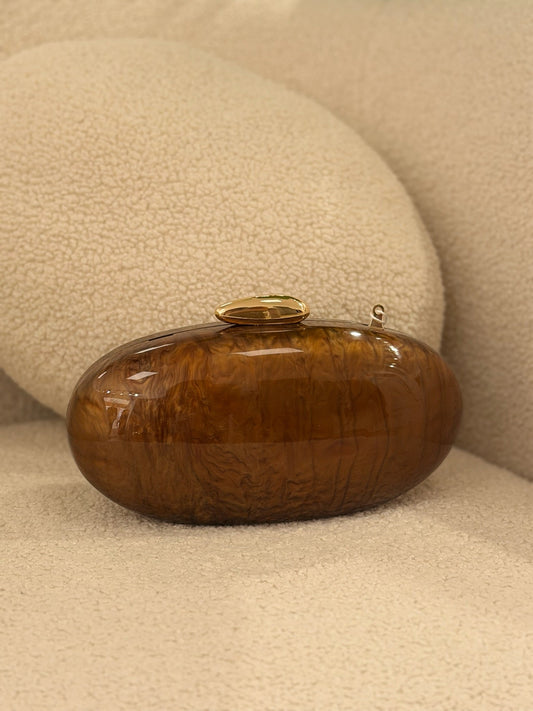 Fátima | Clutch efecto carey - Marrón