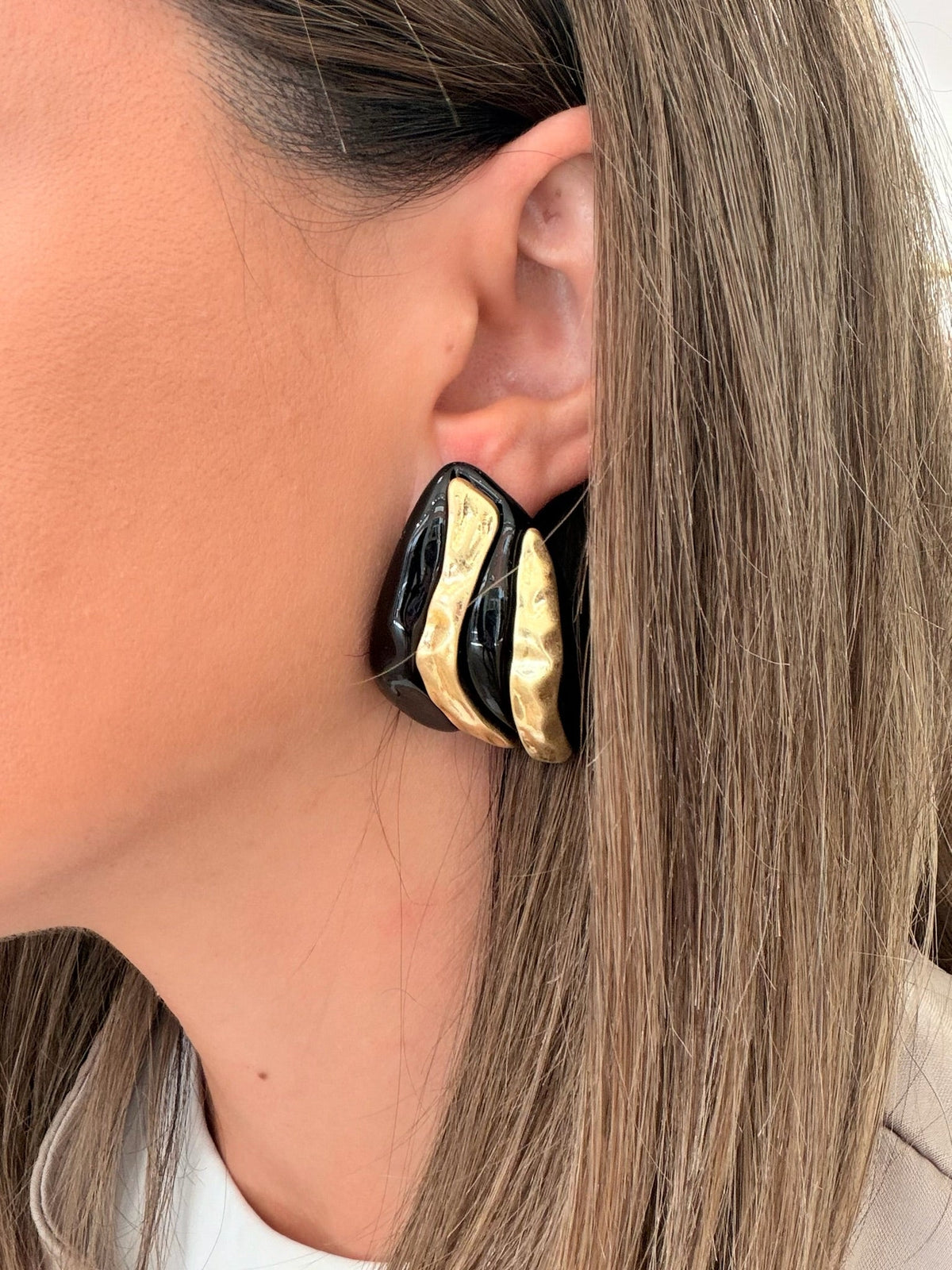 Rosario | Pendientes XL - Negro y dorado