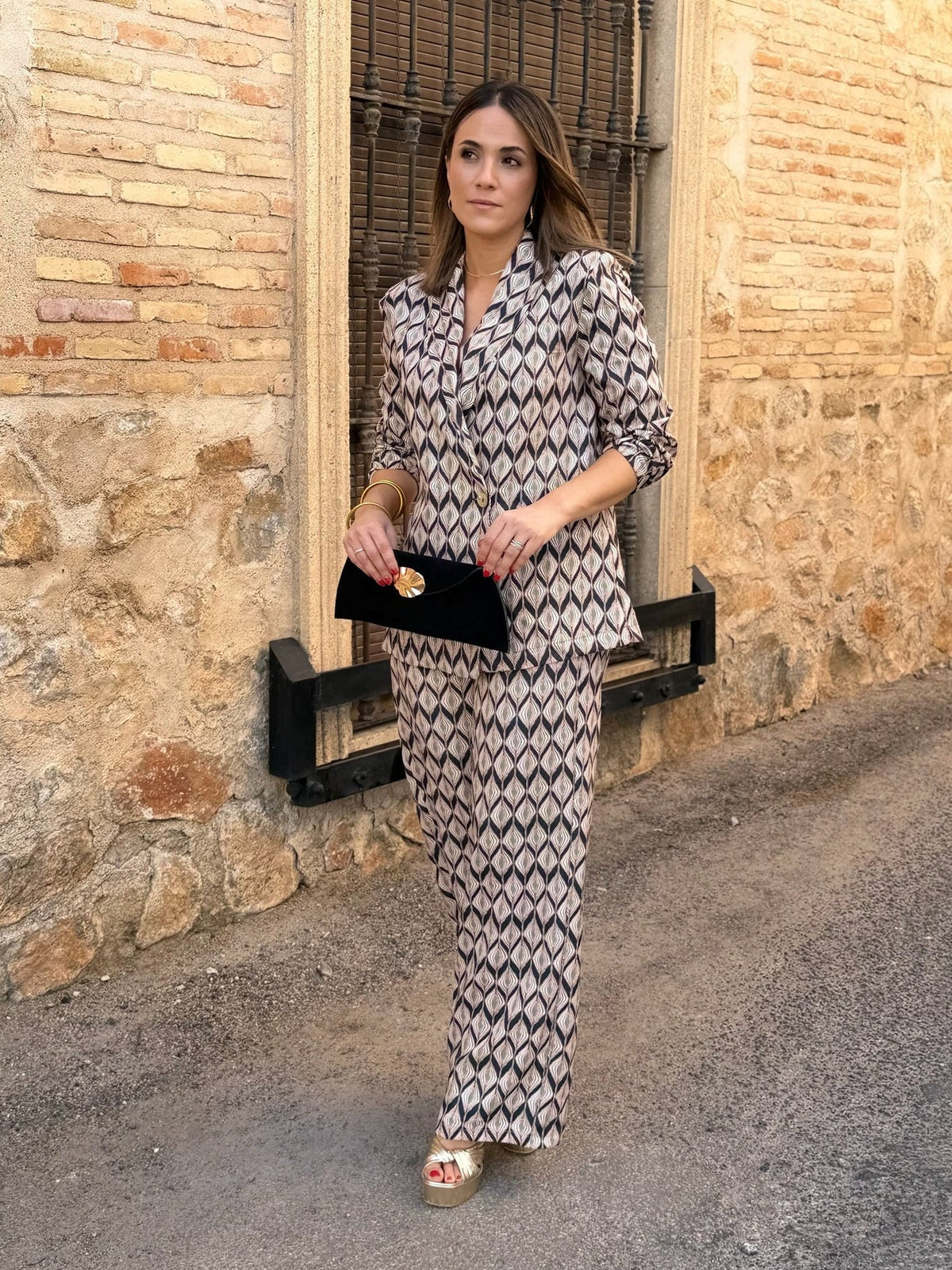 Isabel | Conjunto de blazer y pantalón - Estampado geométrico