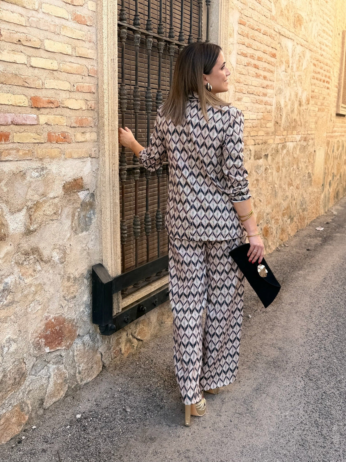 Isabel | Conjunto de blazer y pantalón - Estampado geométrico