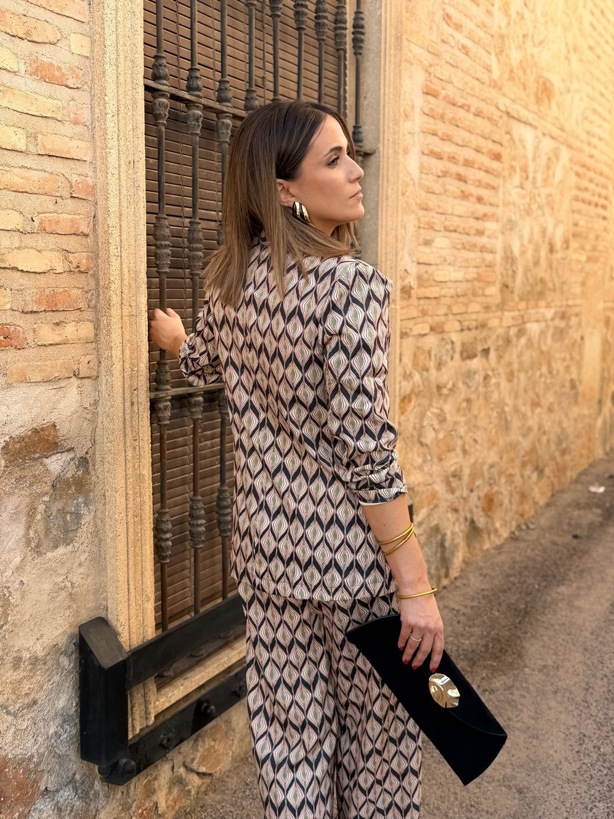 Isabel | Conjunto de blazer y pantalón - Estampado geométrico