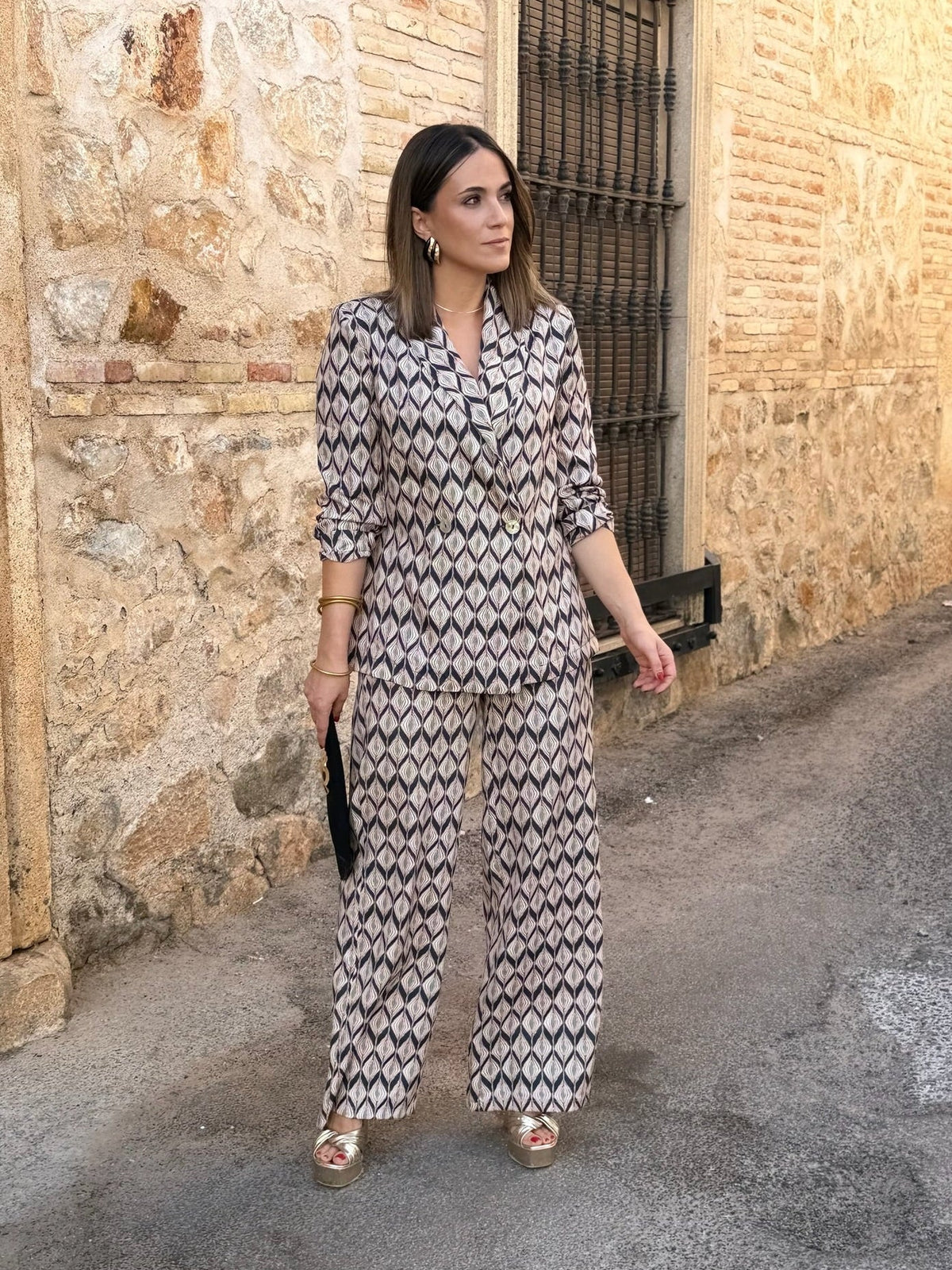Isabel | Conjunto de blazer y pantalón - Estampado geométrico
